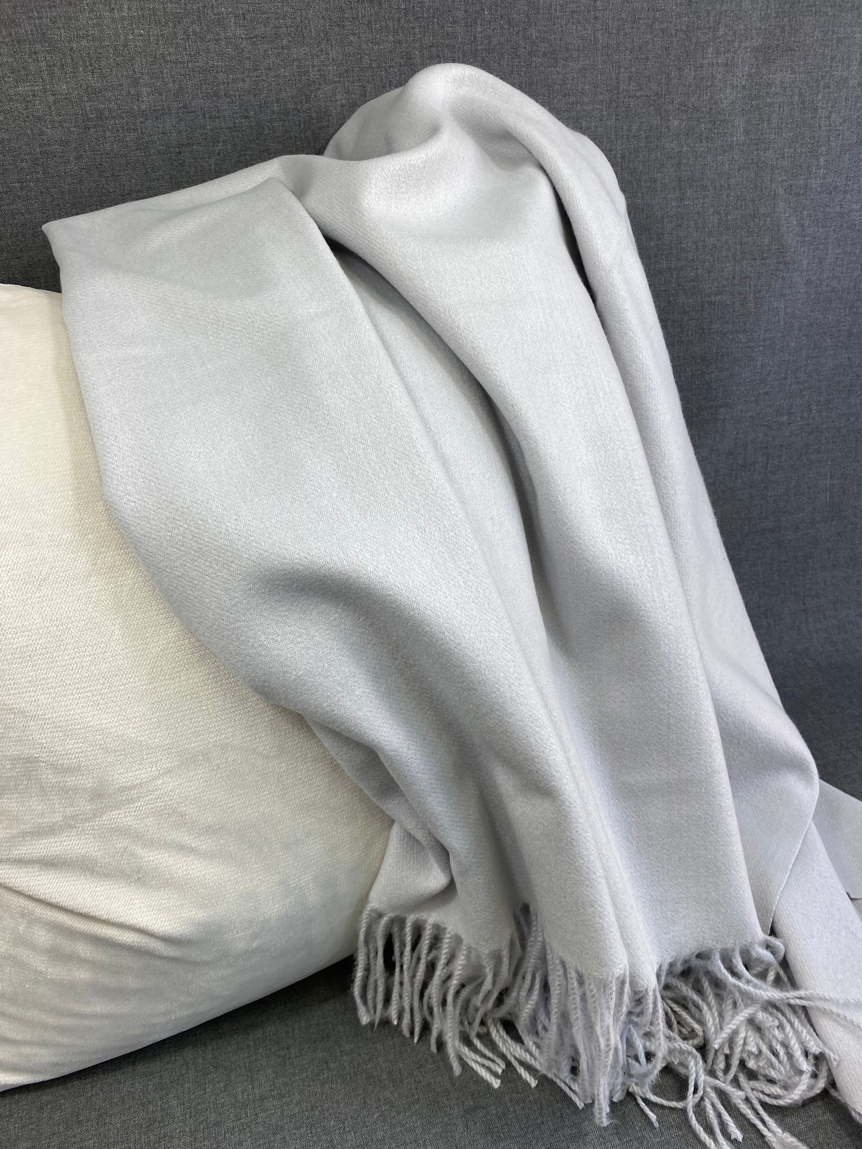 Faux Cashmere Grey Throw - 68" x 50"