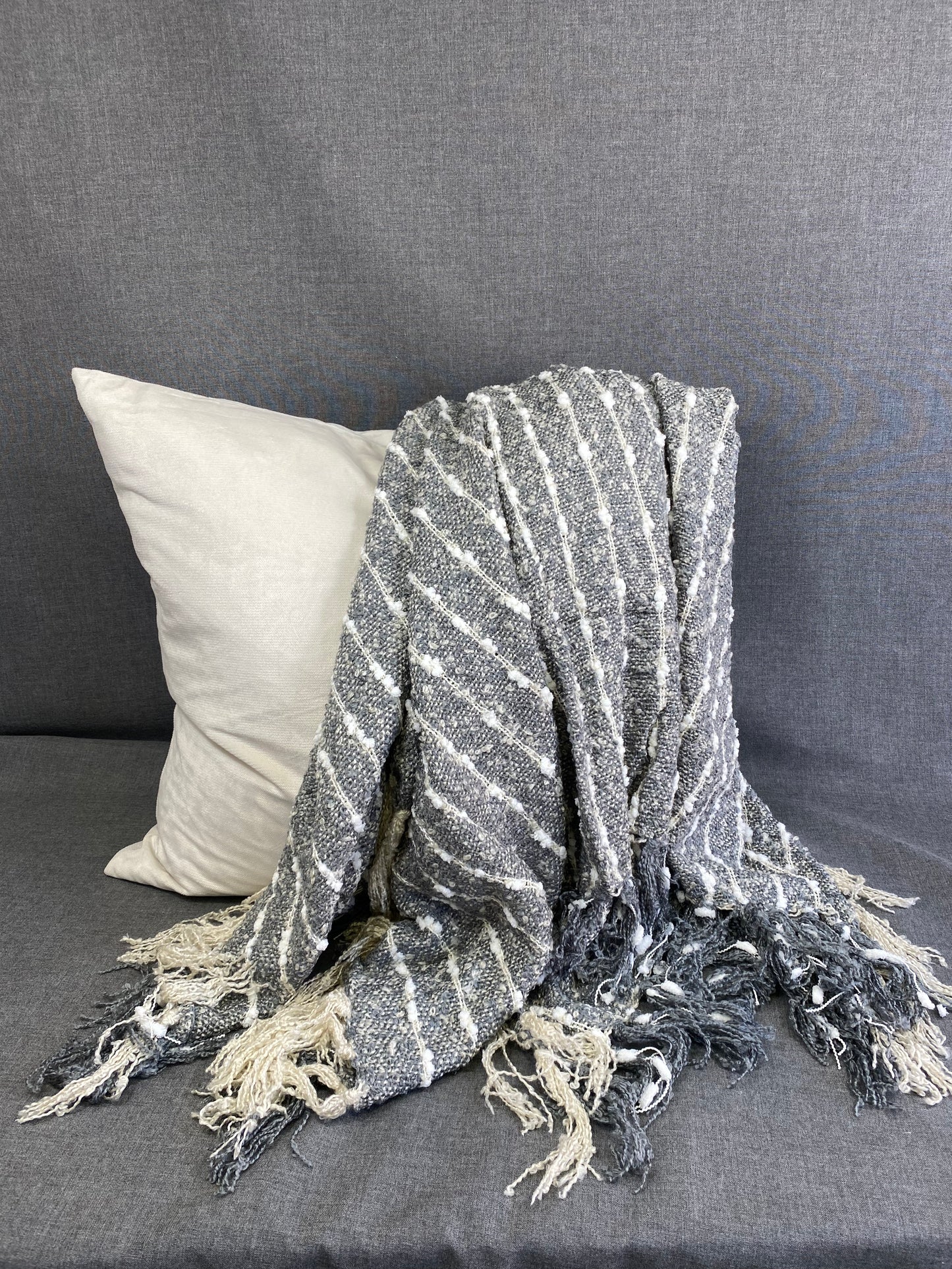 Knit Grey/White Stripe 50"X60"