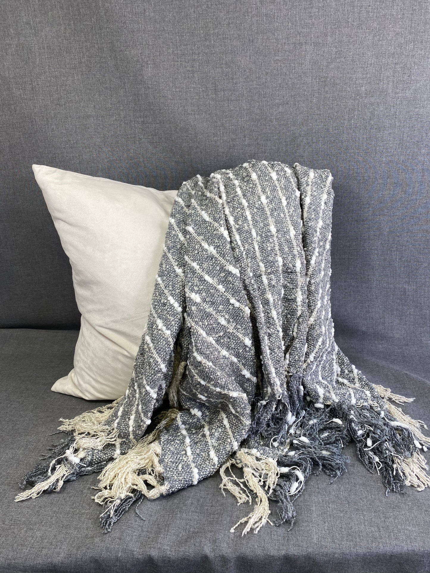 Knit Grey/White Stripe 50"X60"