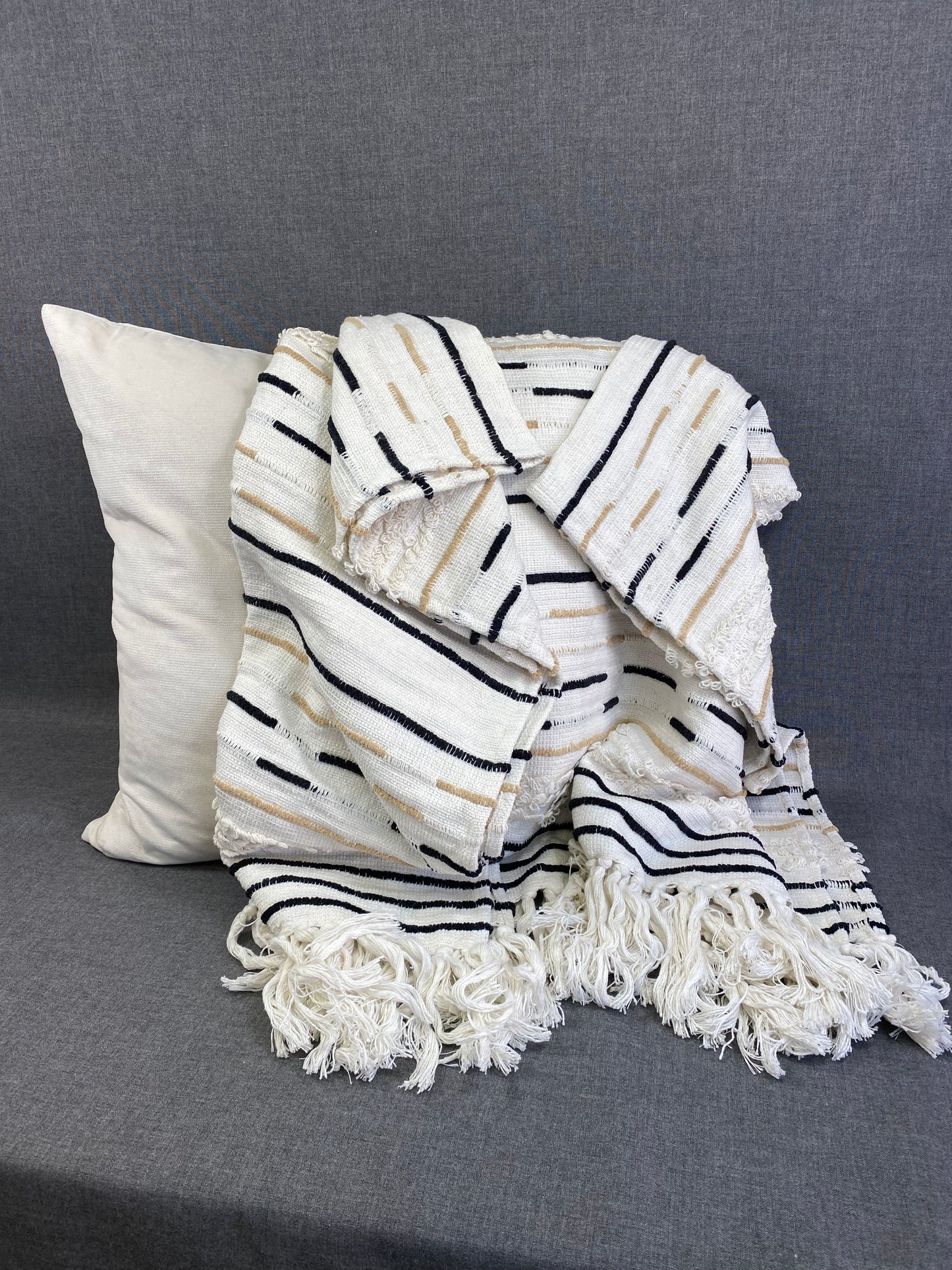 Corded Throw Ivory 50"X60"