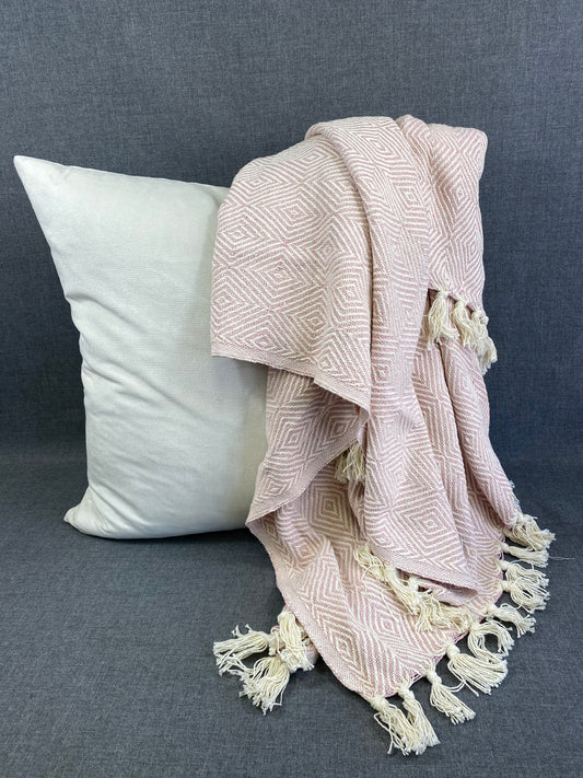 Soft Throw Diamond Weave-Pink- 50"X60"