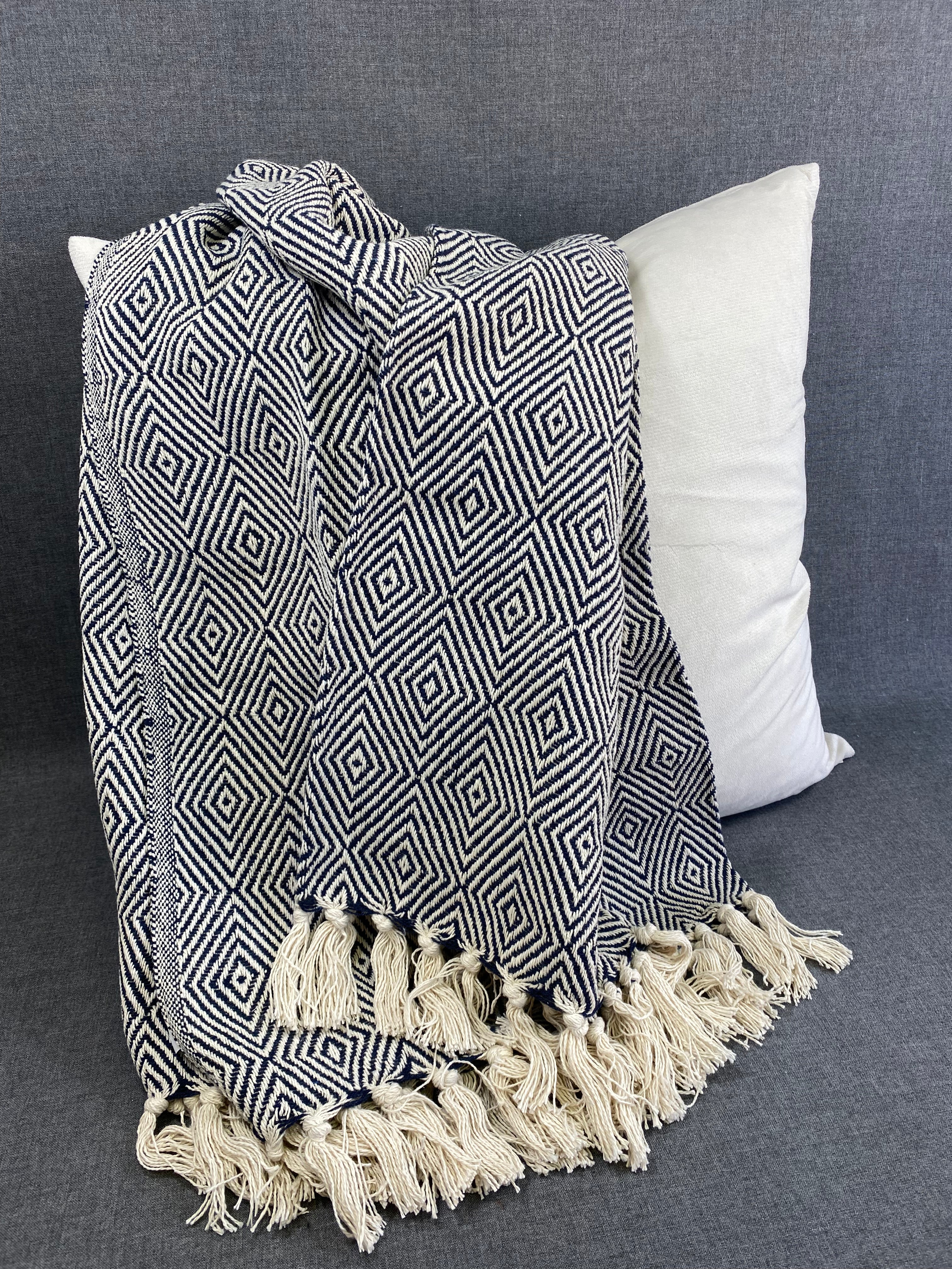 Soft Throw Diamond Weave-Navy Blue- 50"X60"