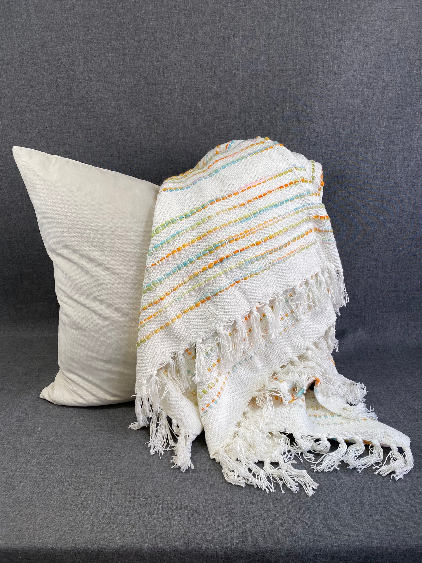 Rainbow Stripe Throw-Multi- 50"X60"