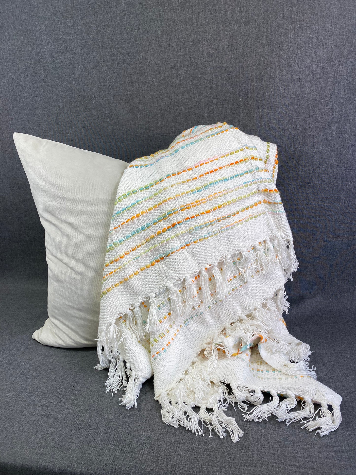 Rainbow Stripe Throw-Multi- 50"X60"