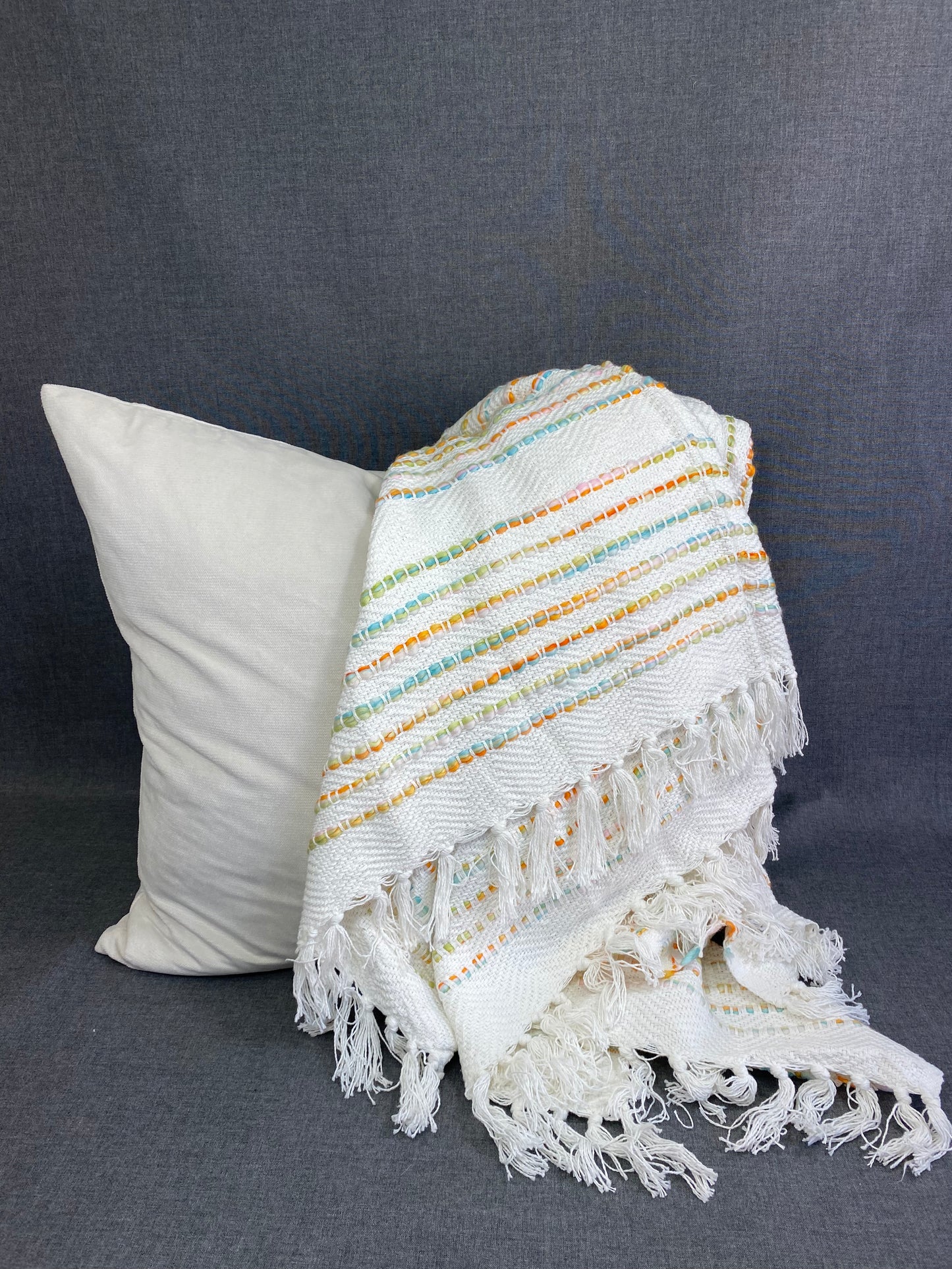 Rainbow Stripe Throw-Multi- 50"X60"