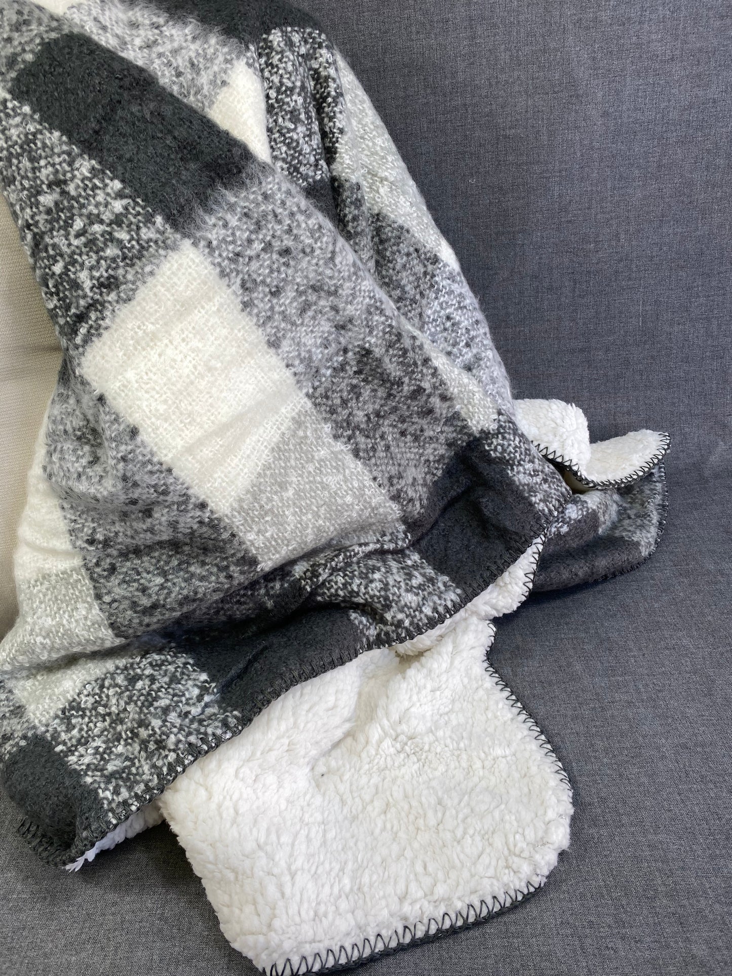 Faux Mohair Sherpa Throw- Grey- 50"X60"