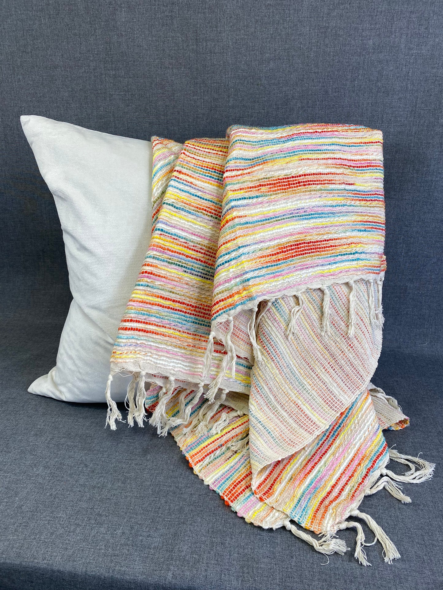 Radiant Rainbow Stripe Throw-Multi- 50"X60"