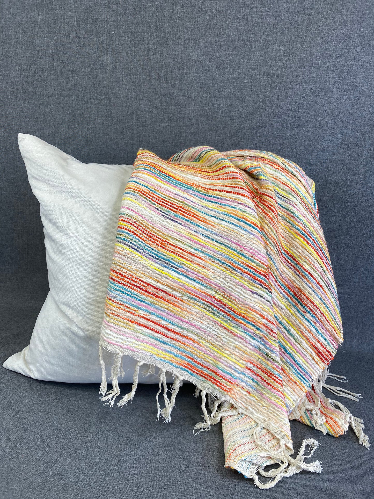 Radiant Rainbow Stripe Throw-Multi- 50"X60"