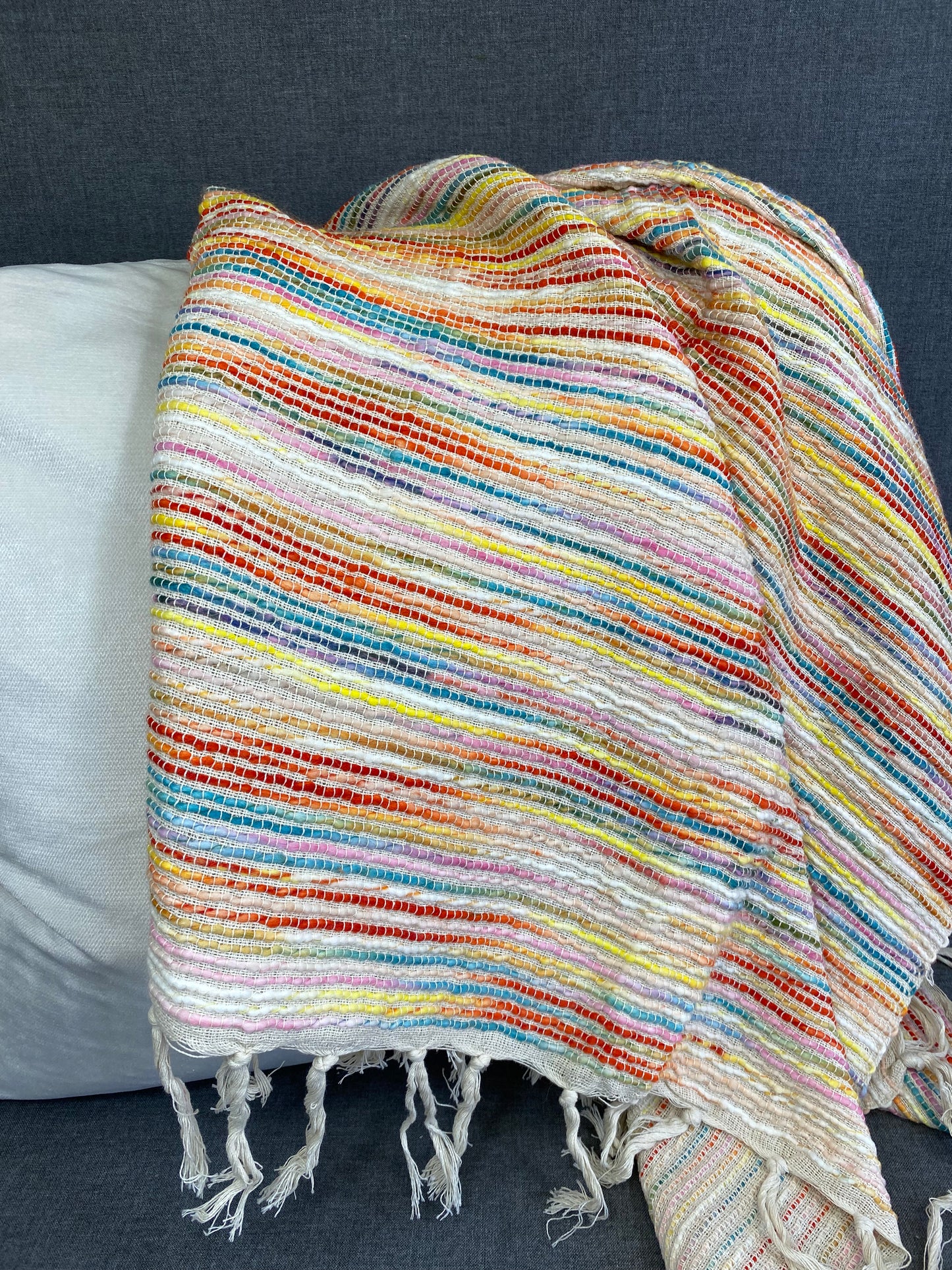 Radiant Rainbow Stripe Throw-Multi- 50"X60"