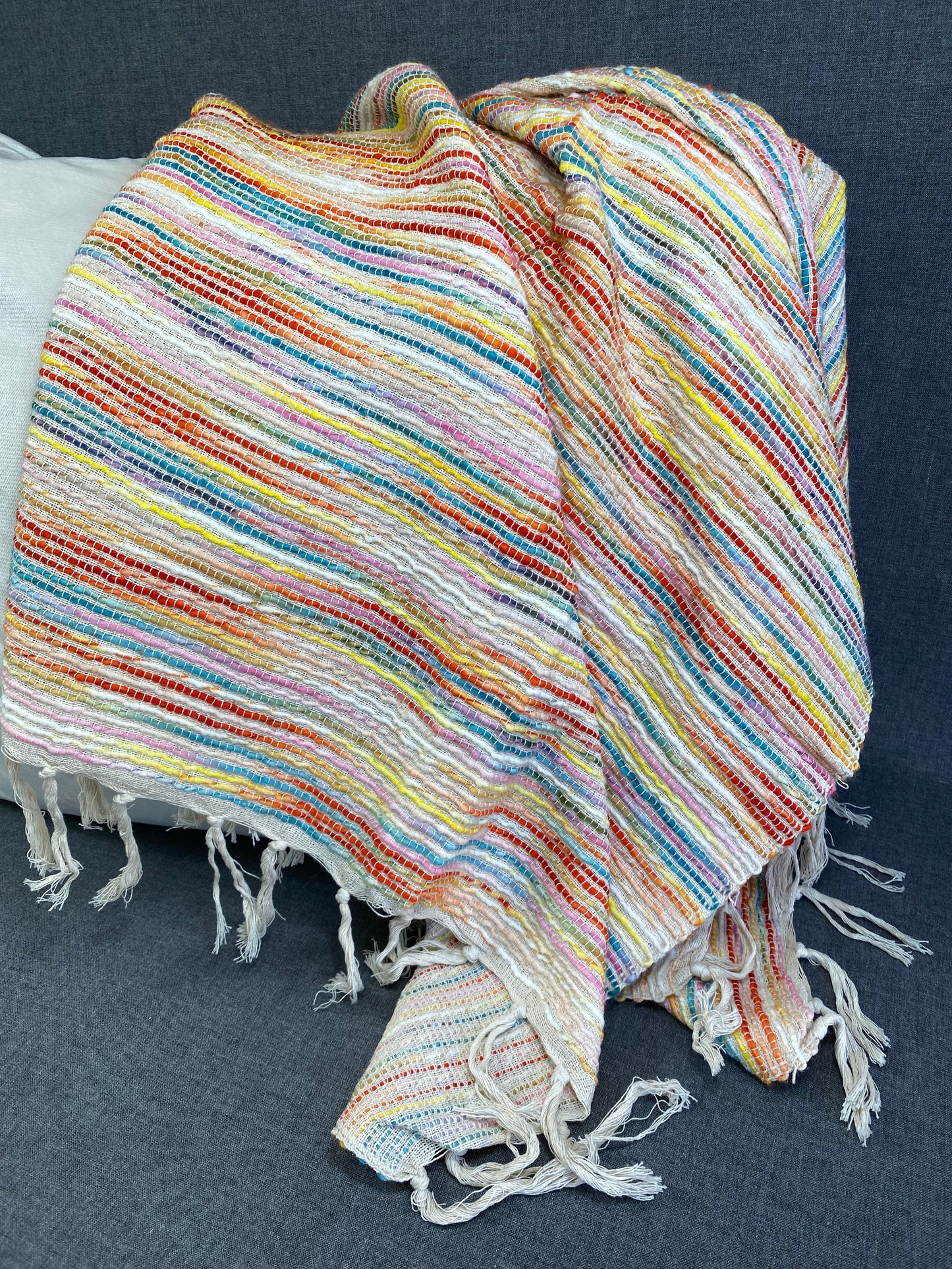 Radiant Rainbow Stripe Throw-Multi- 50"X60"