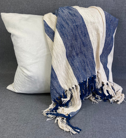 Striped Throw -Navy Blue- 50"X60"