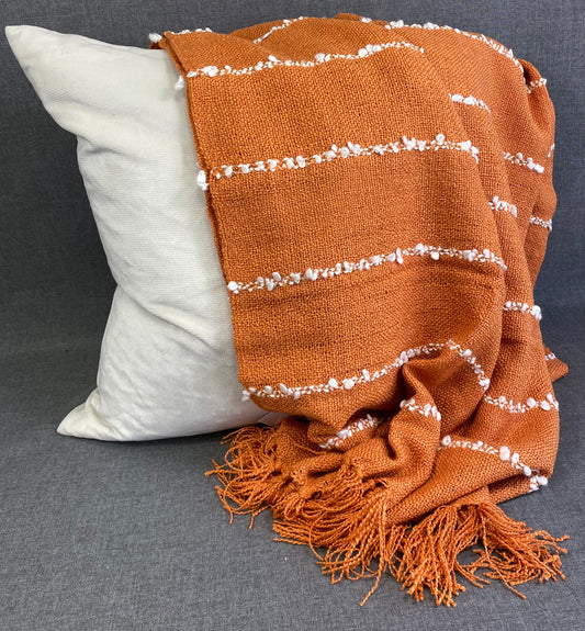 Striped Throw -Rust- 50"X60"