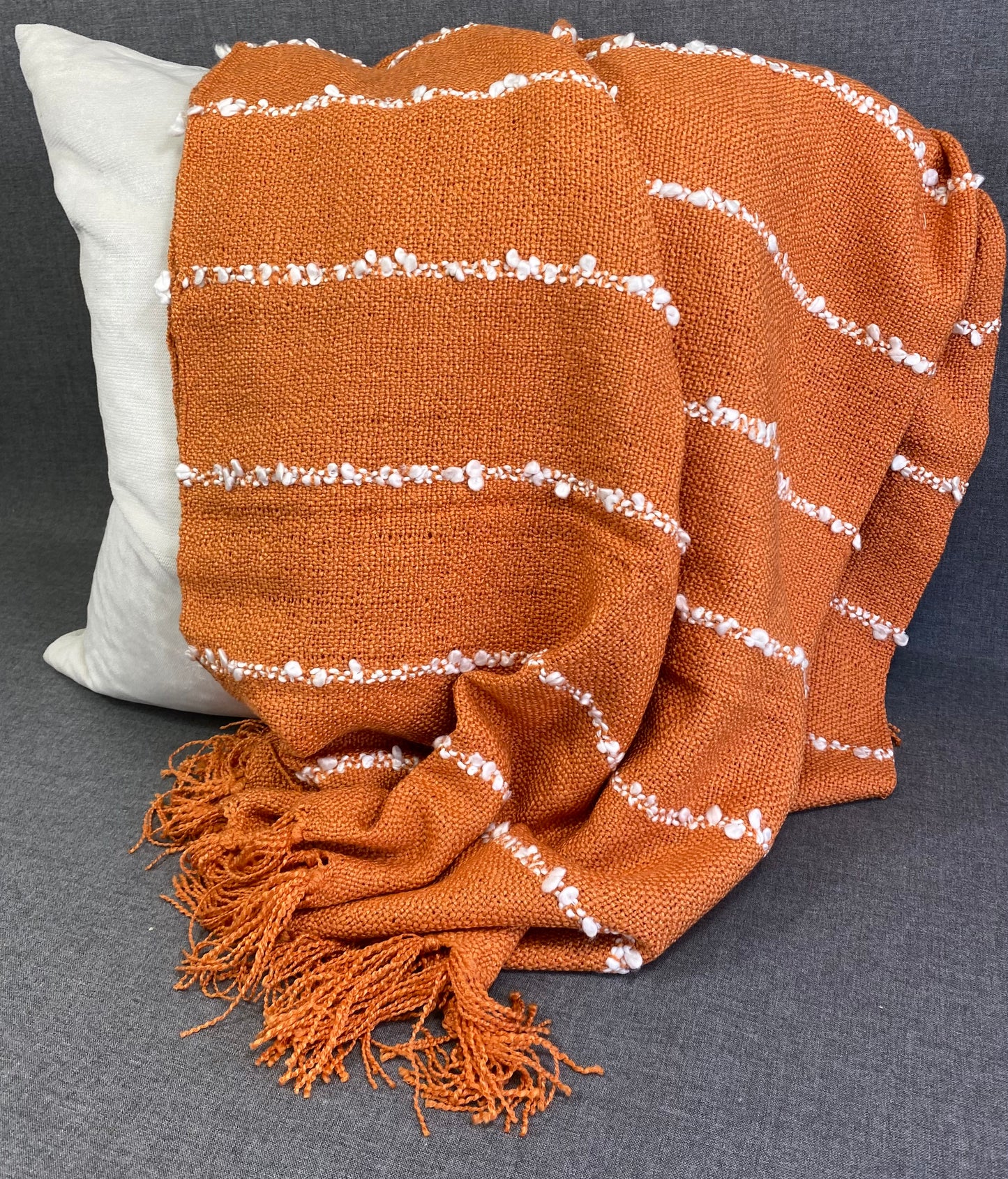 Striped Throw -Rust- 50"X60"