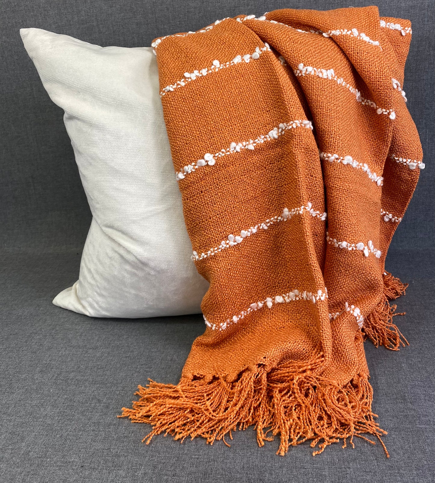 Striped Throw -Rust- 50"X60"