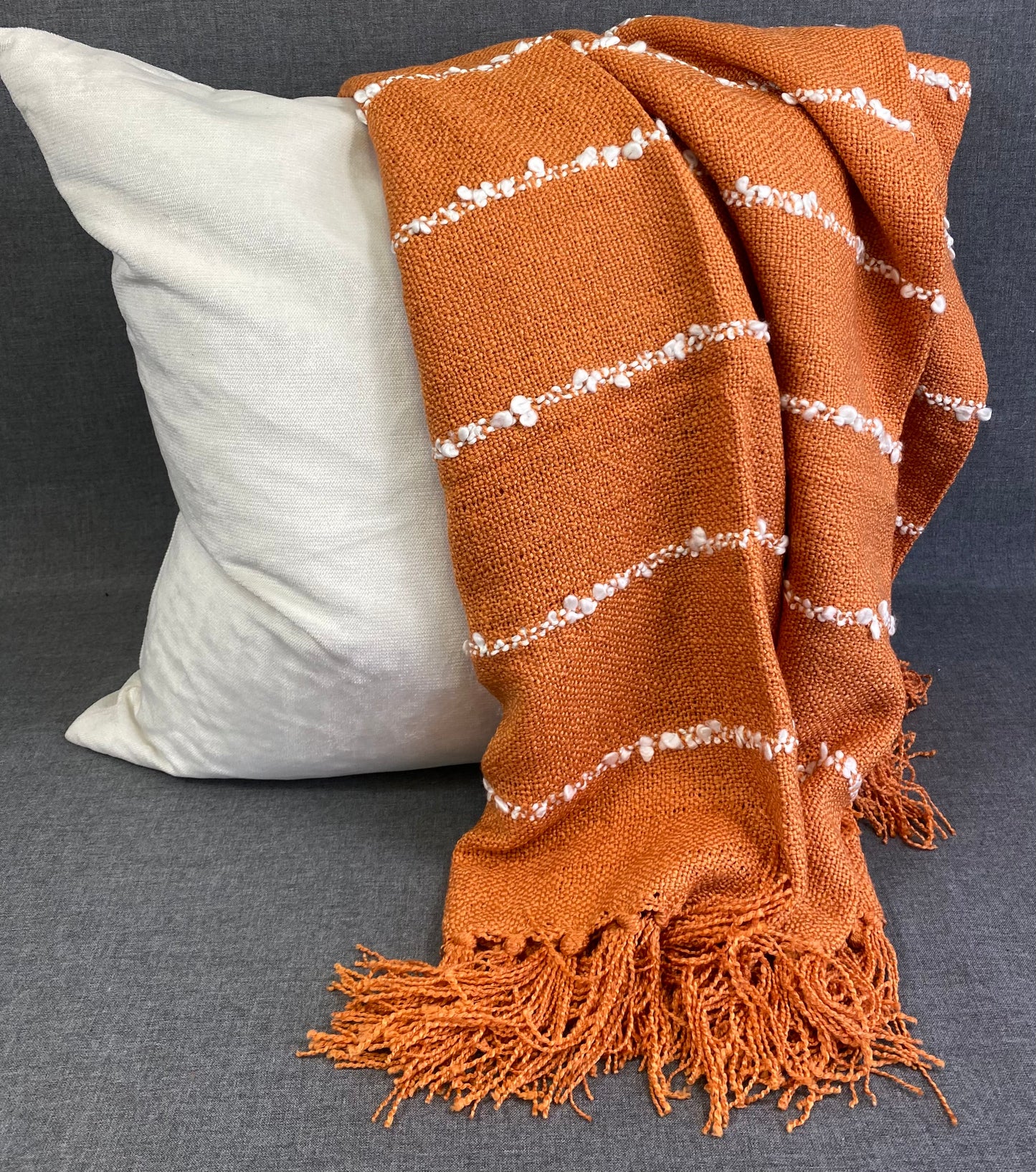 Striped Throw -Rust- 50"X60"