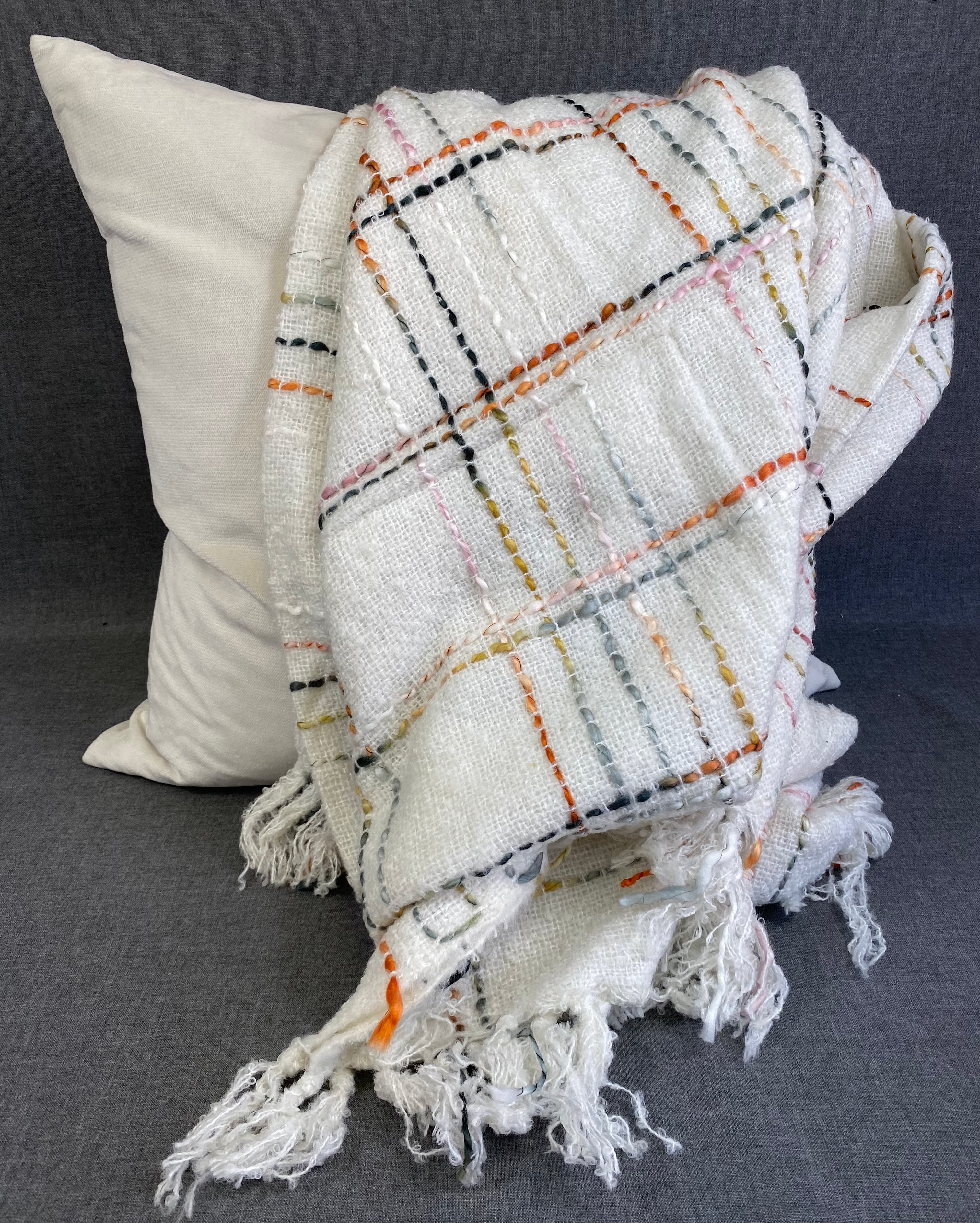 Crosshatch Throw-White/Multi-50"X60"