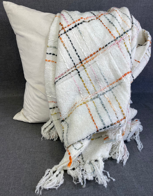 Crosshatch Throw-White/Multi-50"X60"