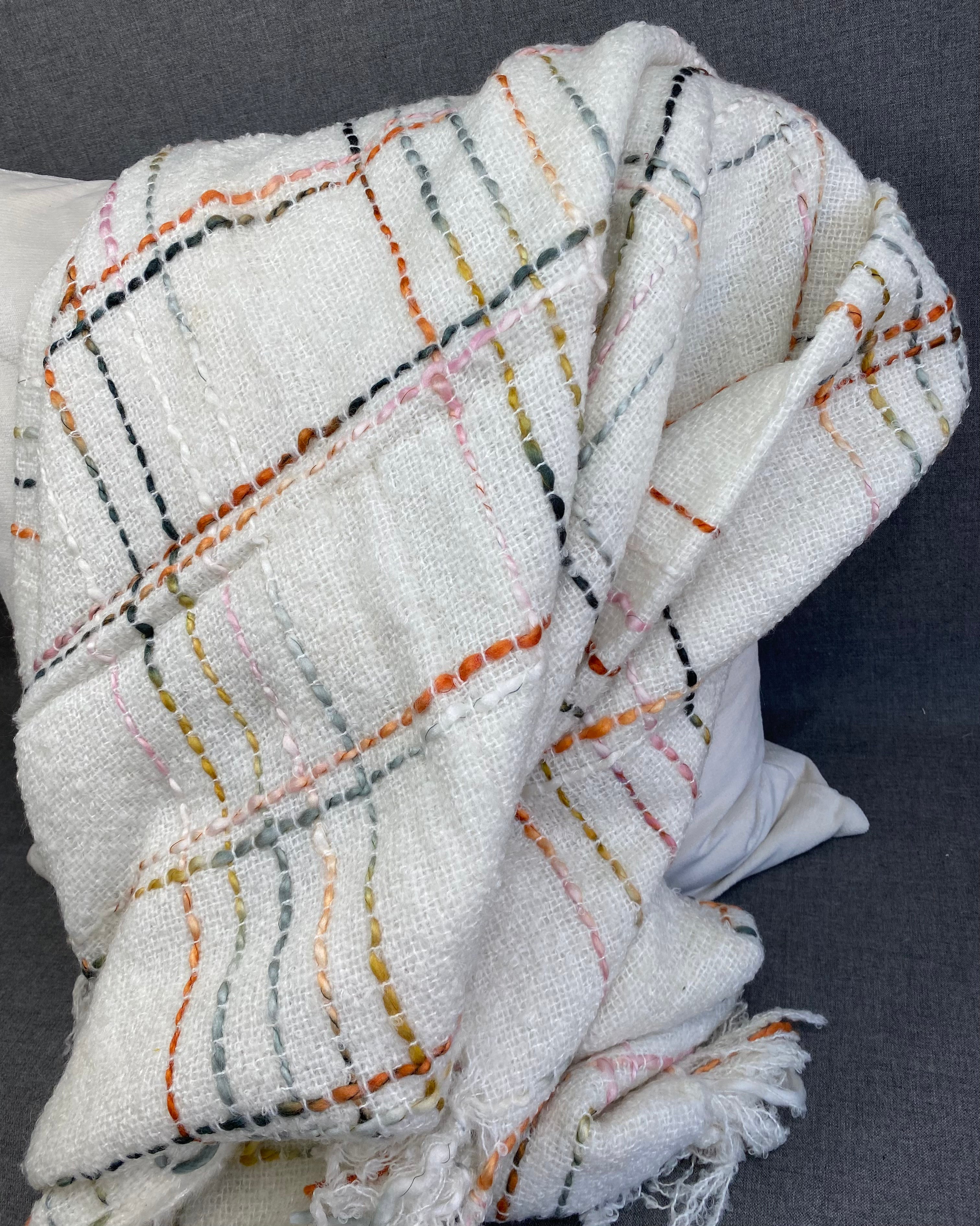 Crosshatch Throw-White/Multi-50"X60"