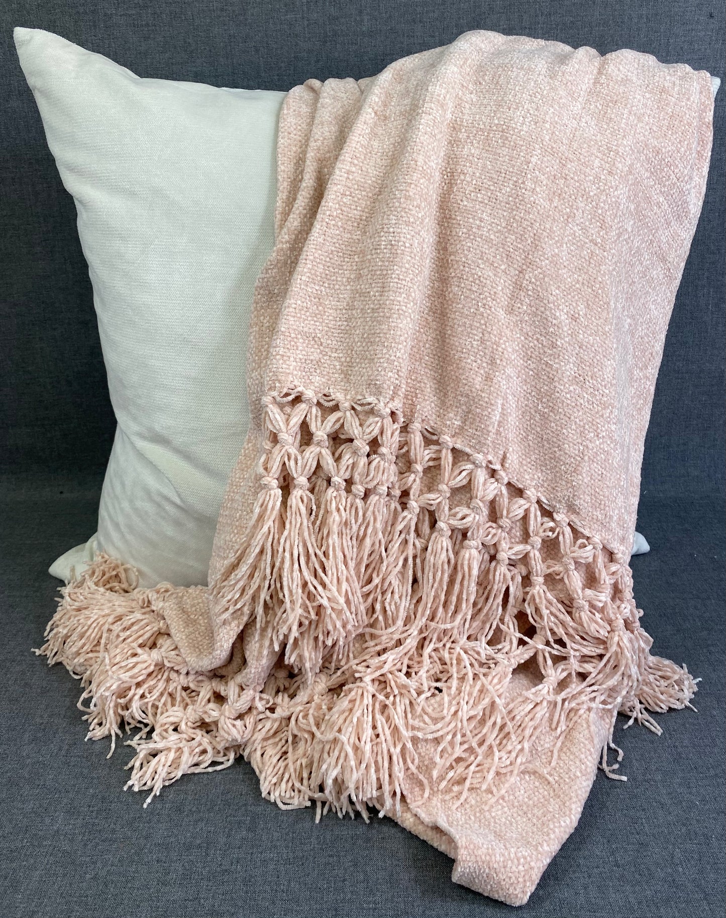 Knotted Chenille Throw-Blush-50"X60"