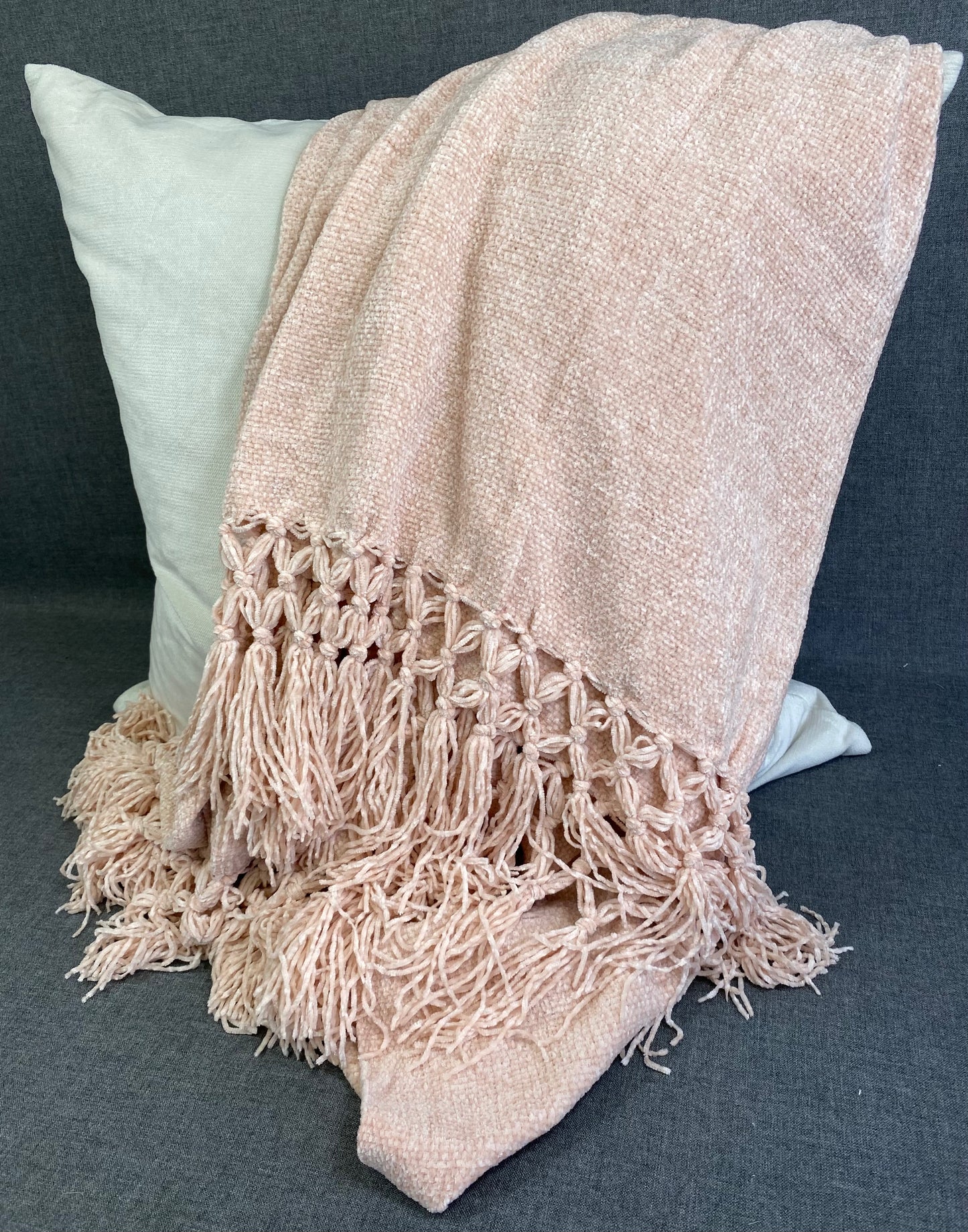 Knotted Chenille Throw-Blush-50"X60"