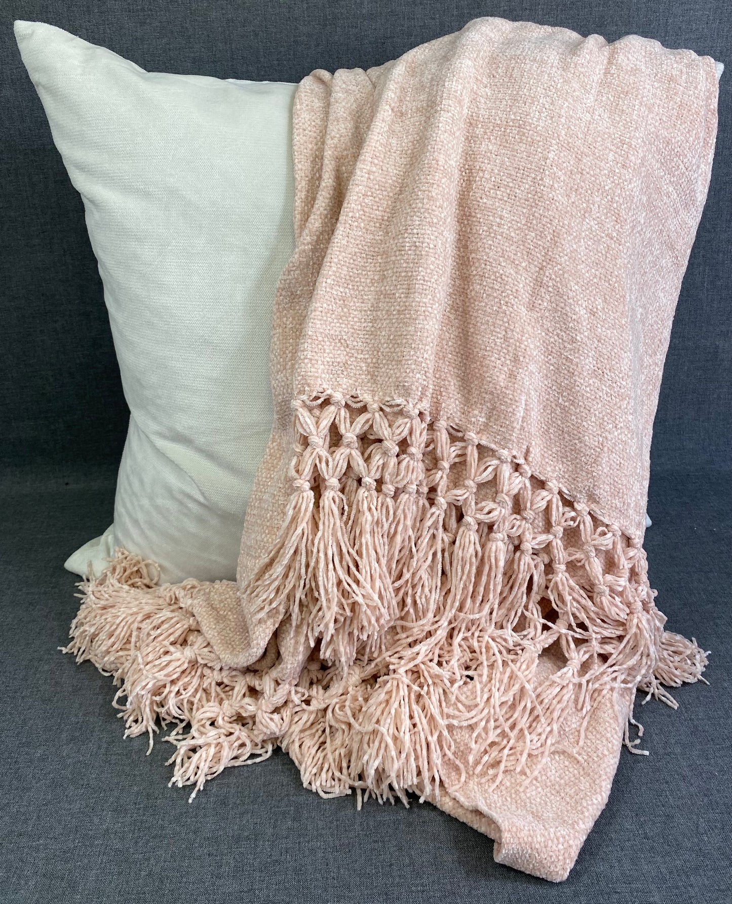 Knotted Chenille Throw-Blush-50"X60"