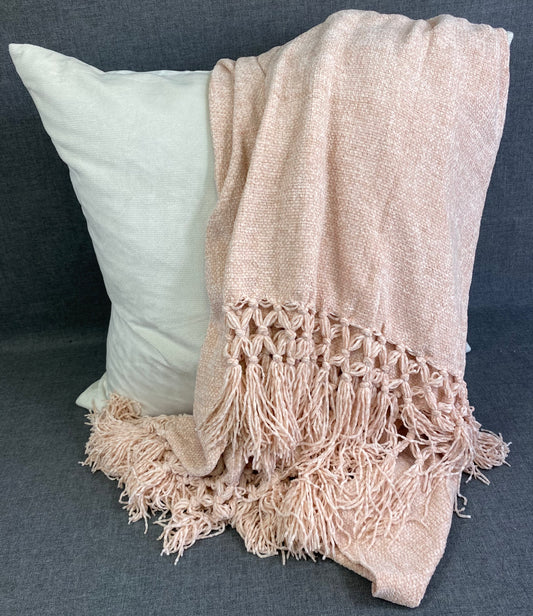 Knotted Chenille Throw-Blush-50"X60"