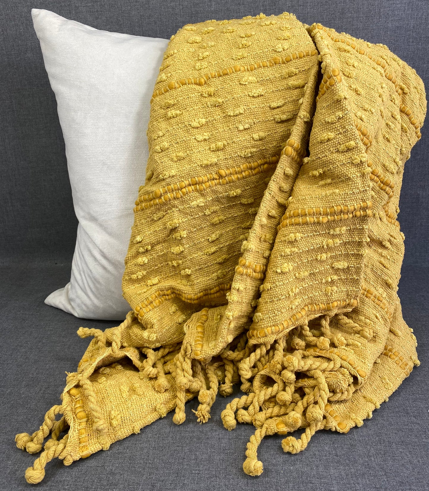 Woven Stripe Throw-Mustard-50"X60"