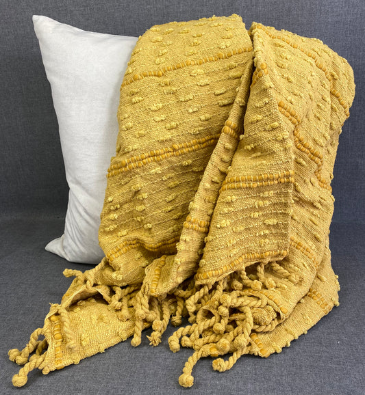 Woven Stripe Throw-Mustard-50"X60"