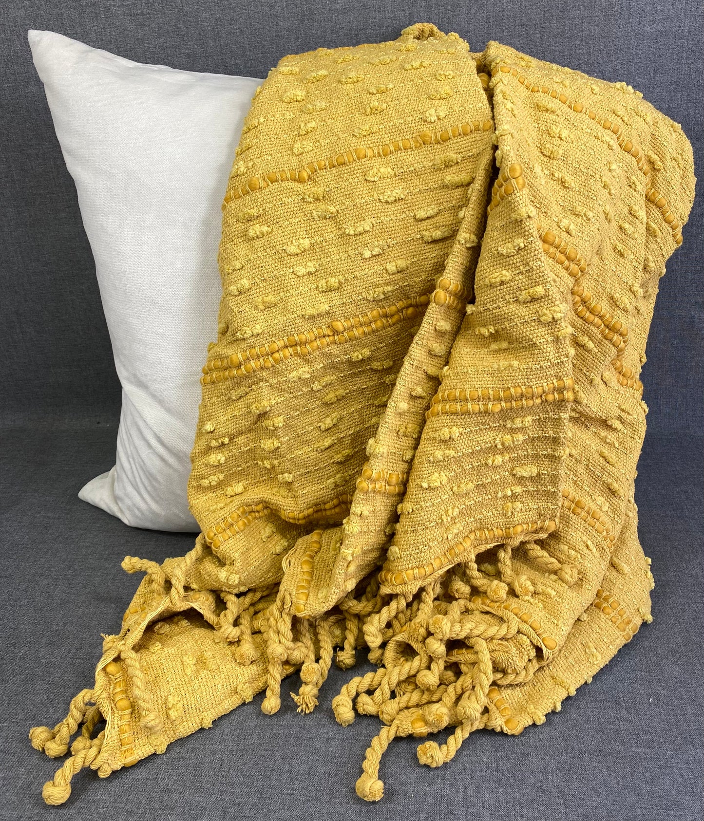 Woven Stripe Throw-Mustard-50"X60"