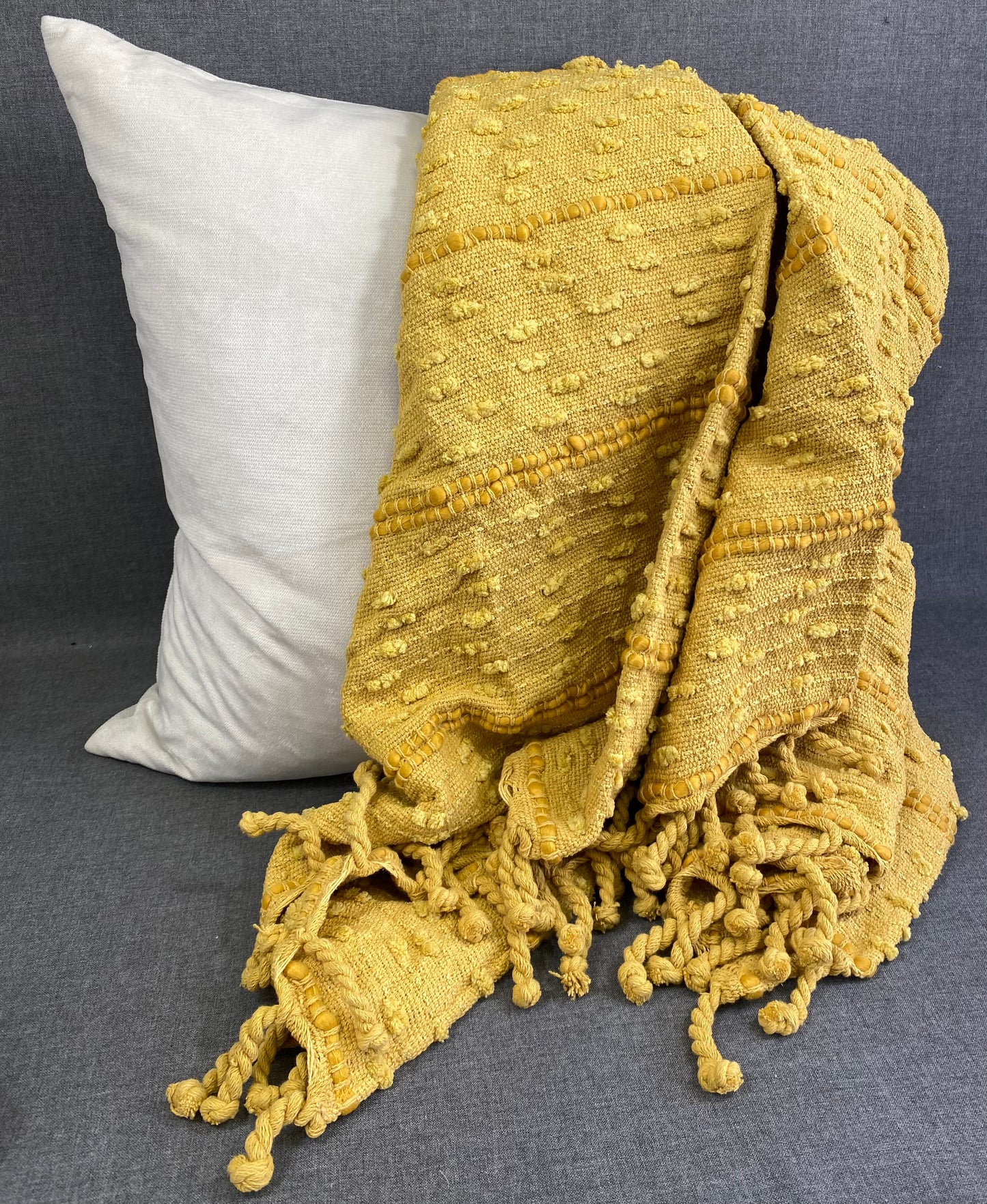 Woven Stripe Throw-Mustard-50"X60"