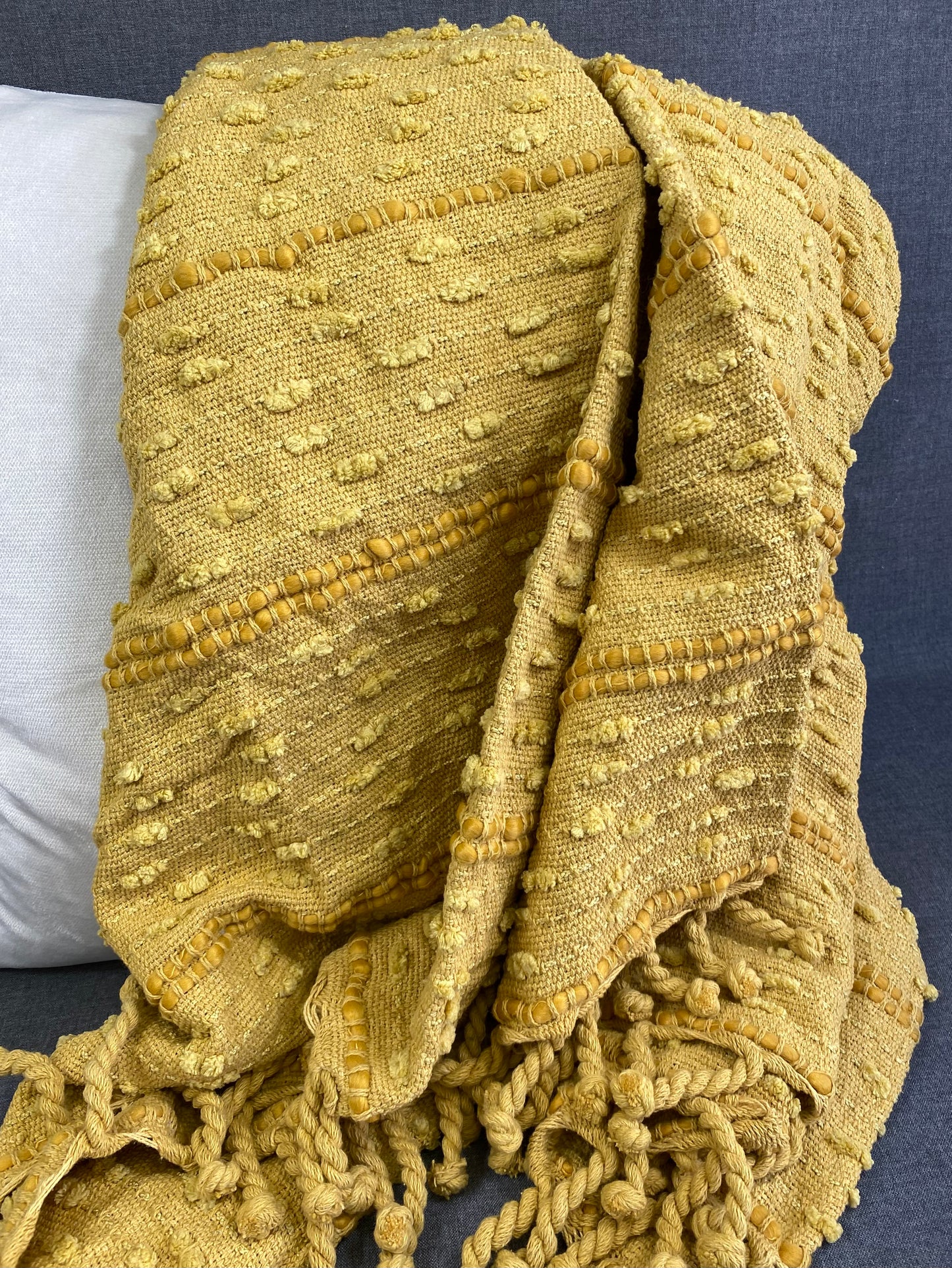 Woven Stripe Throw-Mustard-50"X60"