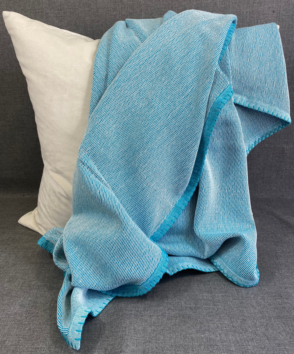 Whipstitch Throw-Aqua- 50" X 60"