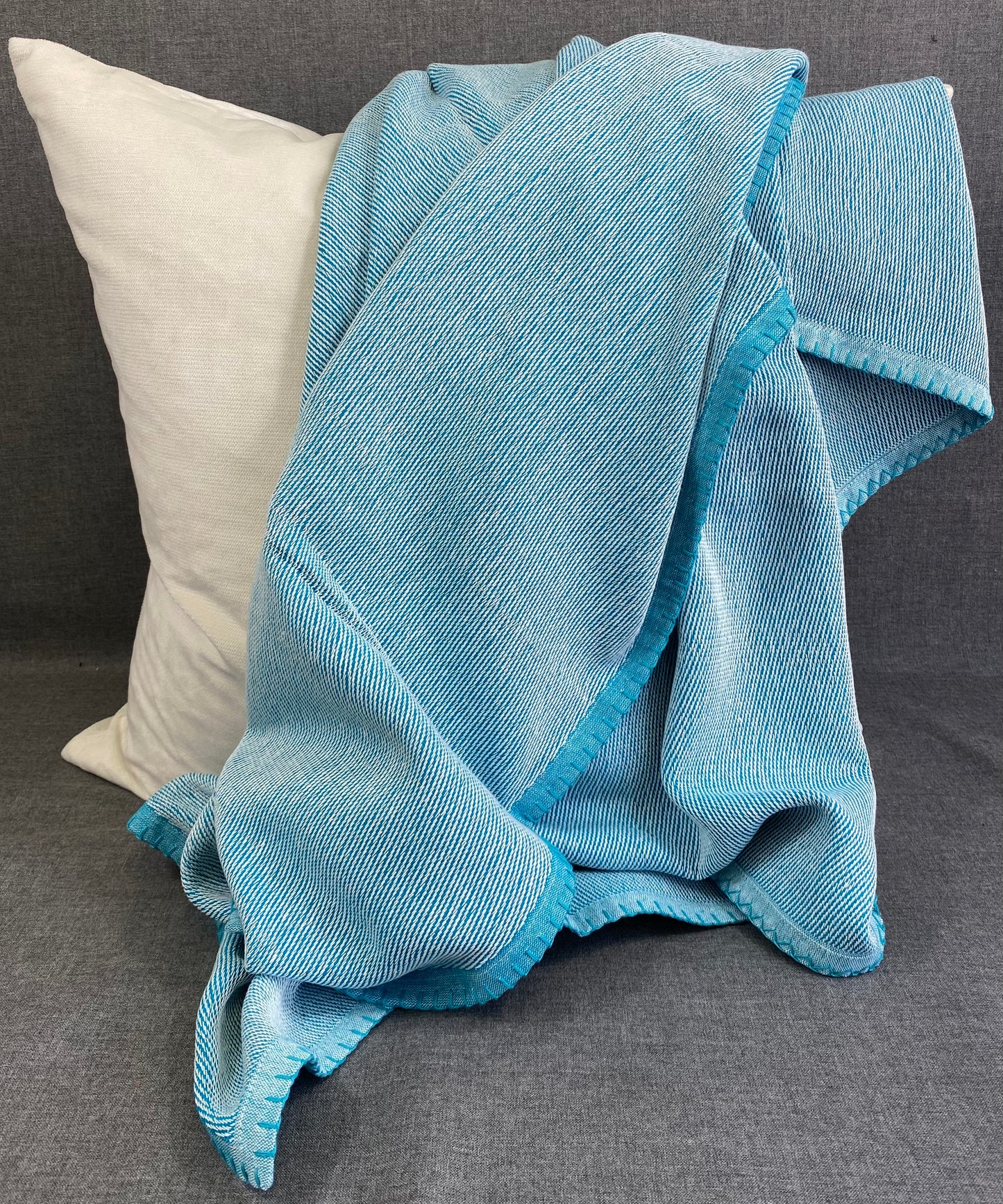 Whipstitch Throw-Aqua-50"X60"