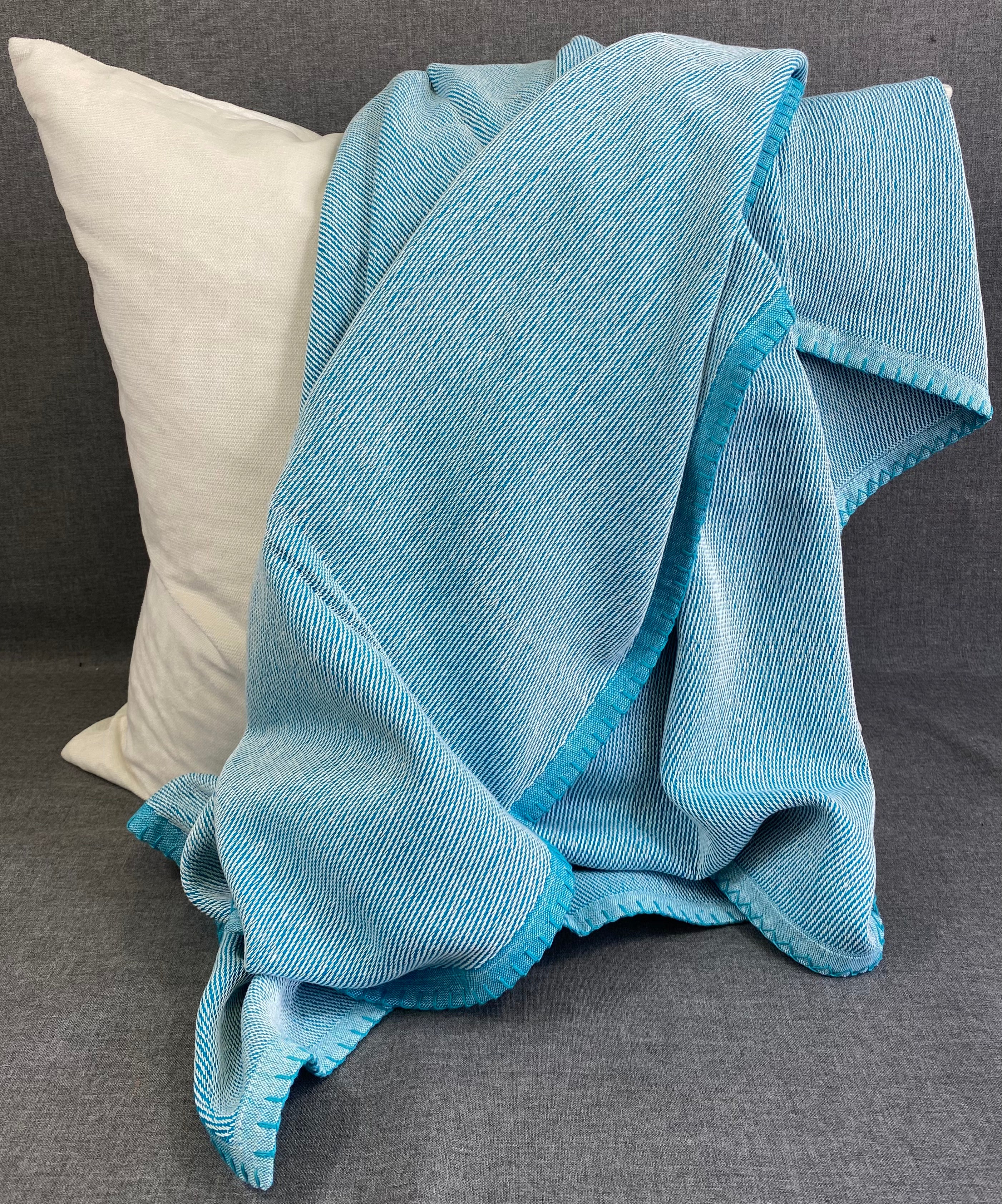 Whipstitch Throw-Aqua- 50" X 60"