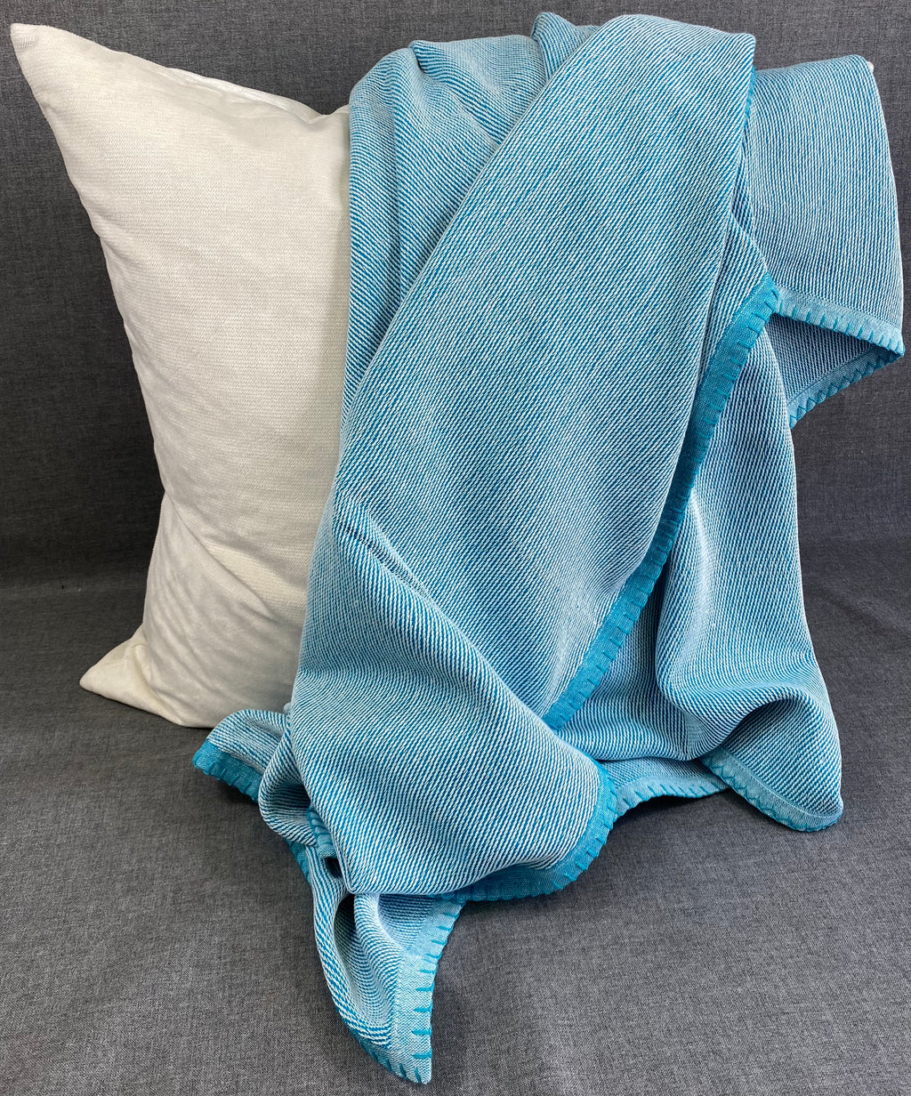Whipstitch Throw-Aqua- 50" X 60"