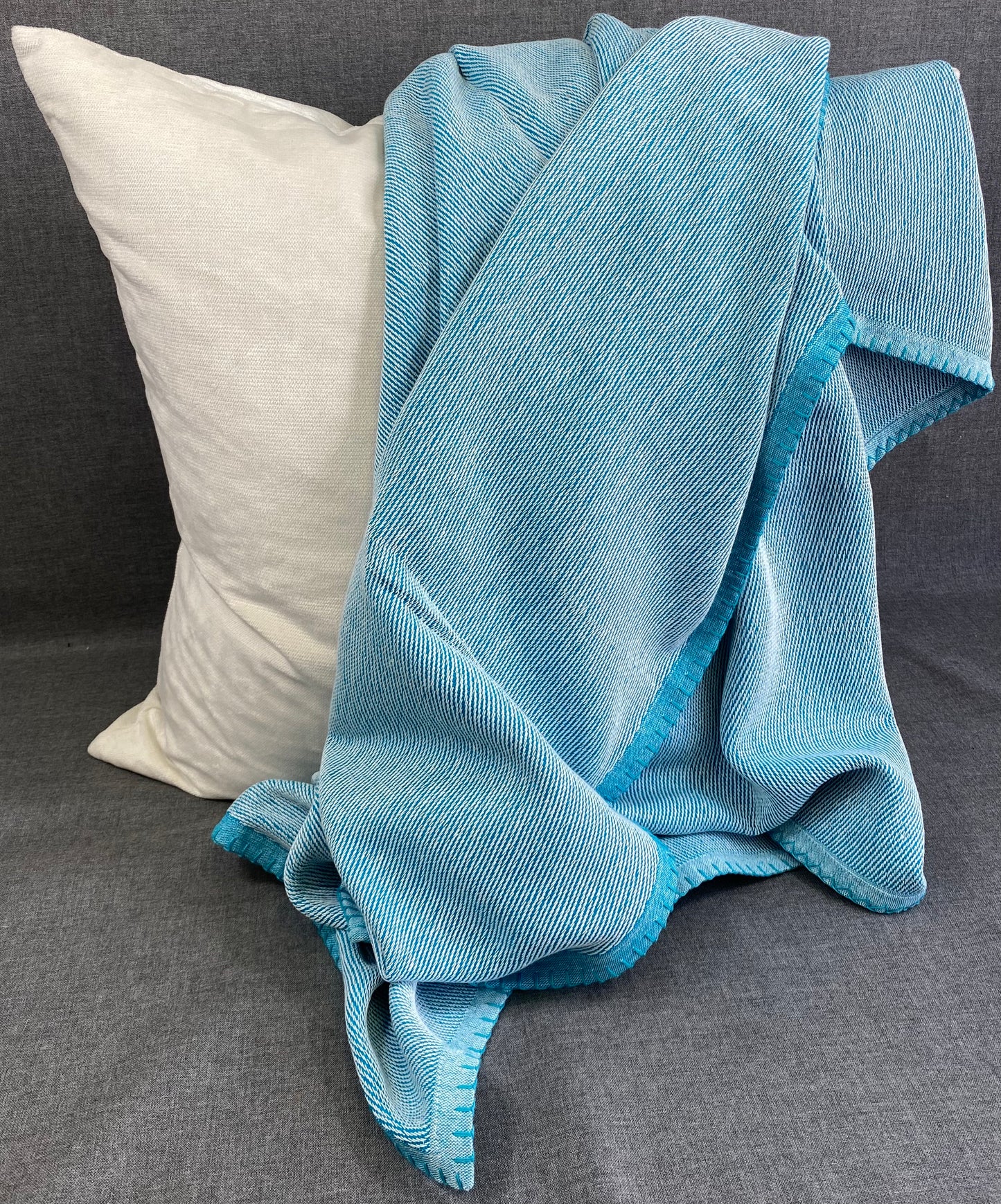 Whipstitch Throw-Aqua-50"X60"