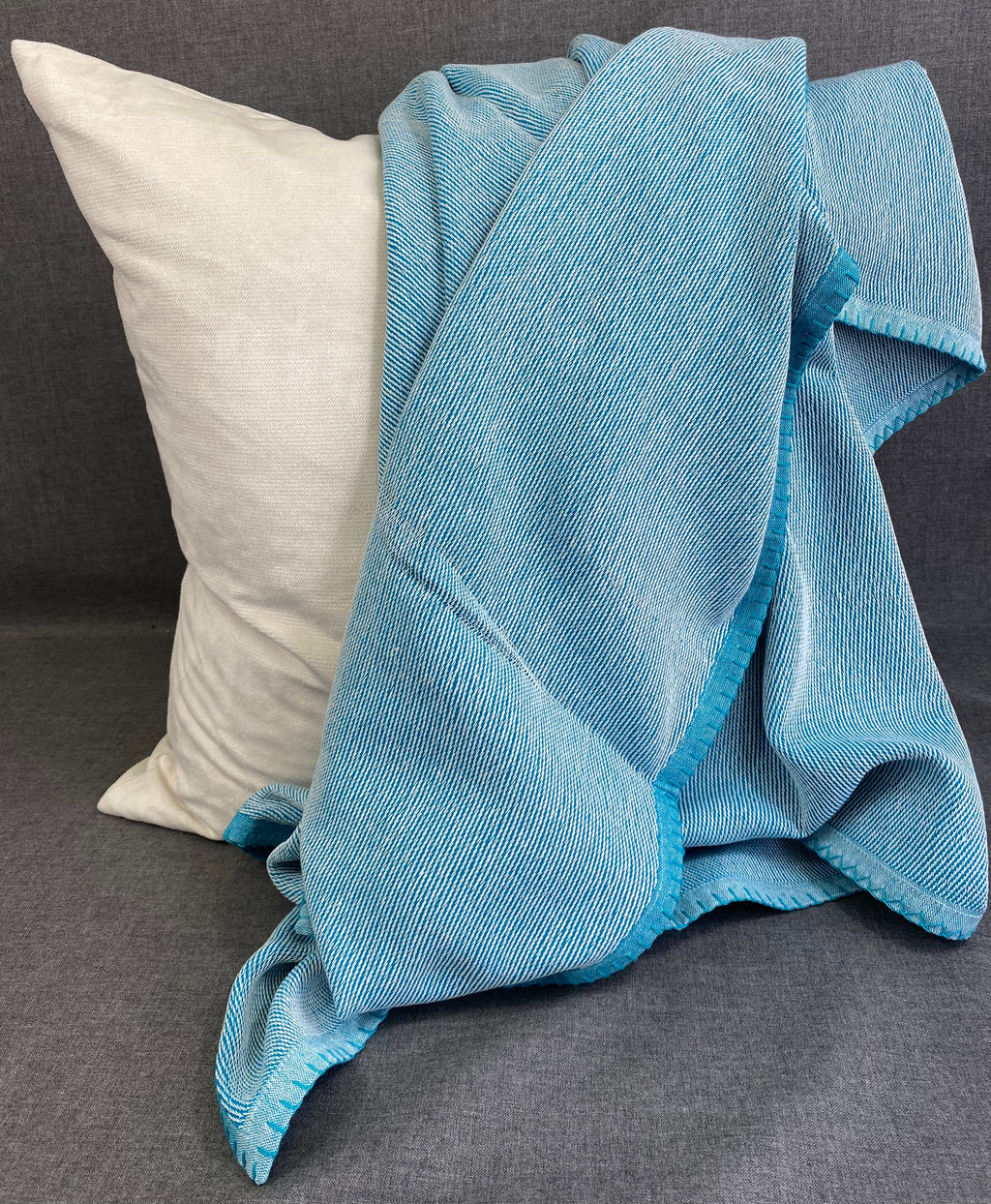 Whipstitch Throw-Aqua- 50" X 60"