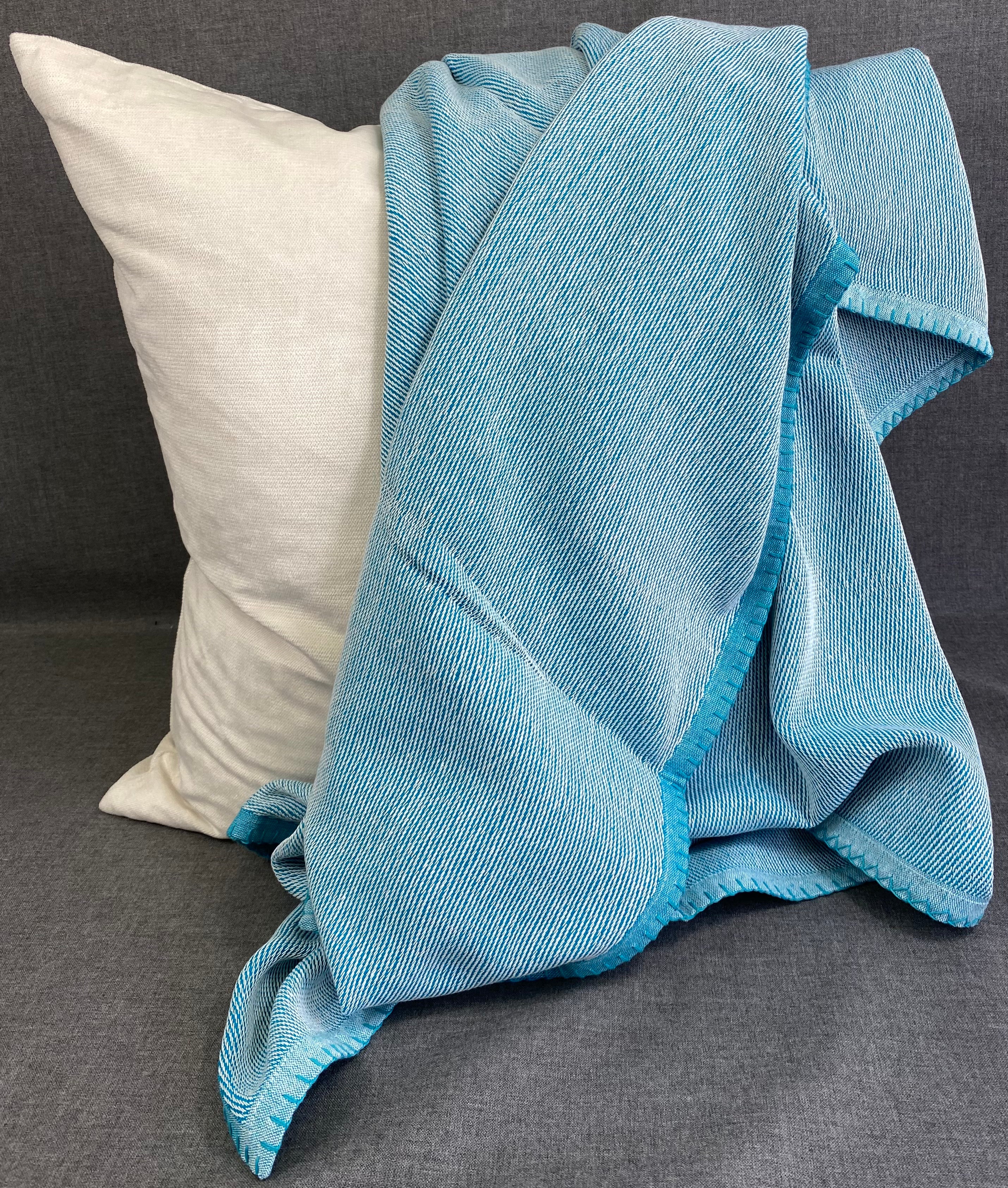 Whipstitch Throw-Aqua- 50" X 60"