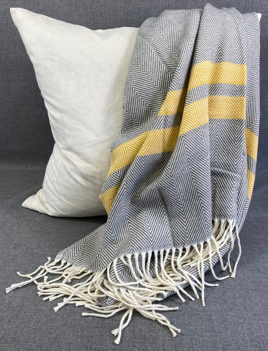 Striped Herringbone Throw Grey- 50"X60"