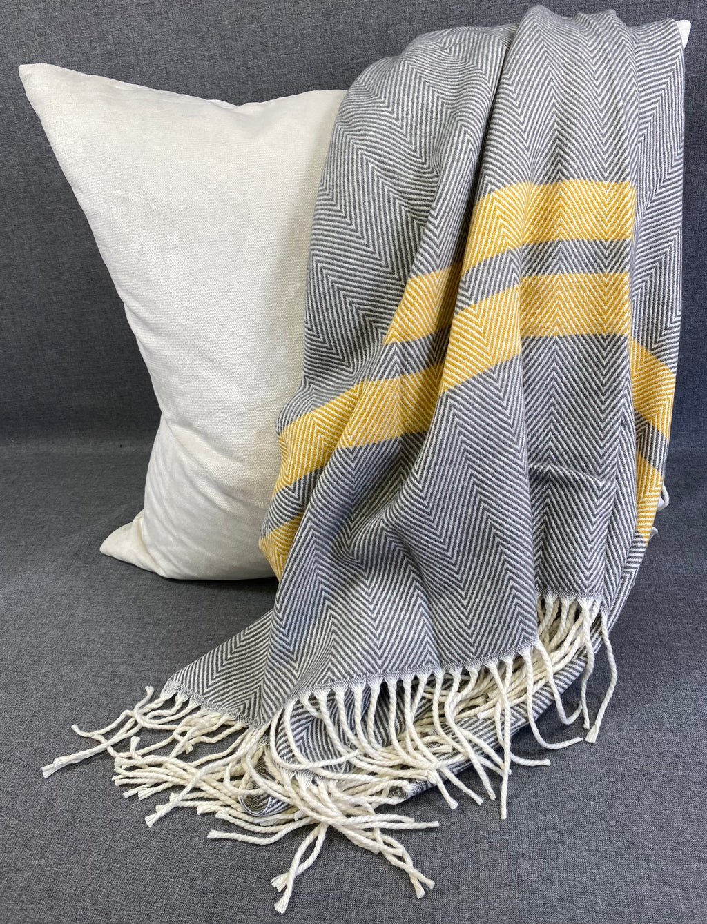 Striped Herringbone Throw Grey- 50"X60"