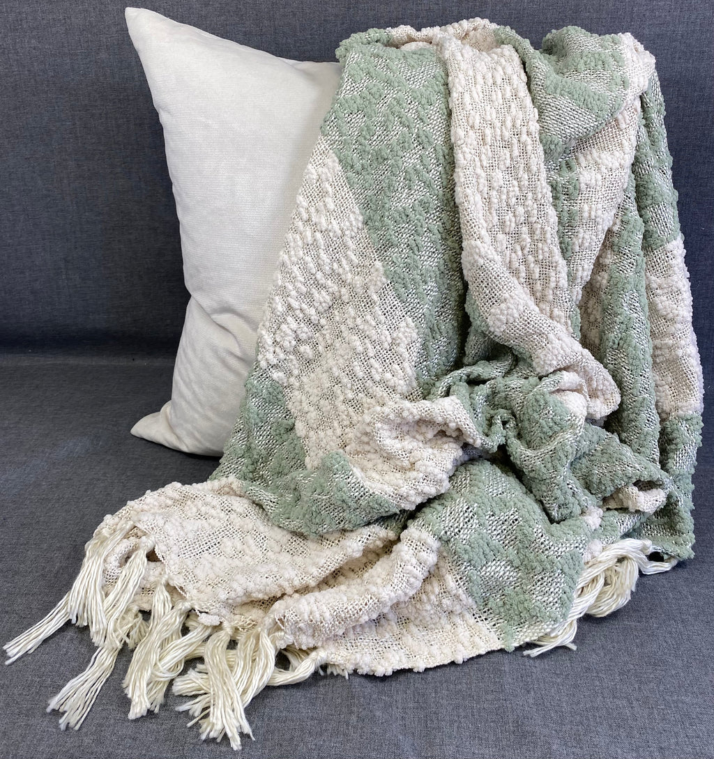 Nubby Design Striped Throw - Sea Green - 50"x 60"