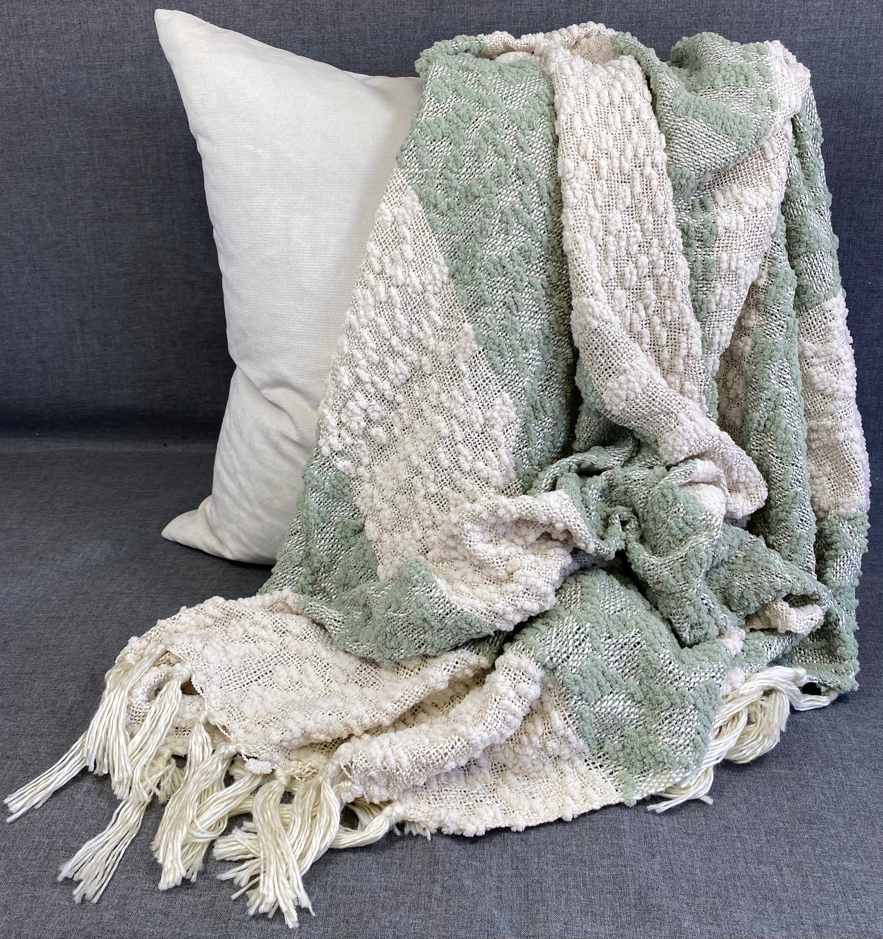Nubby Design Striped Throw - Sea Green - 50"x 60"