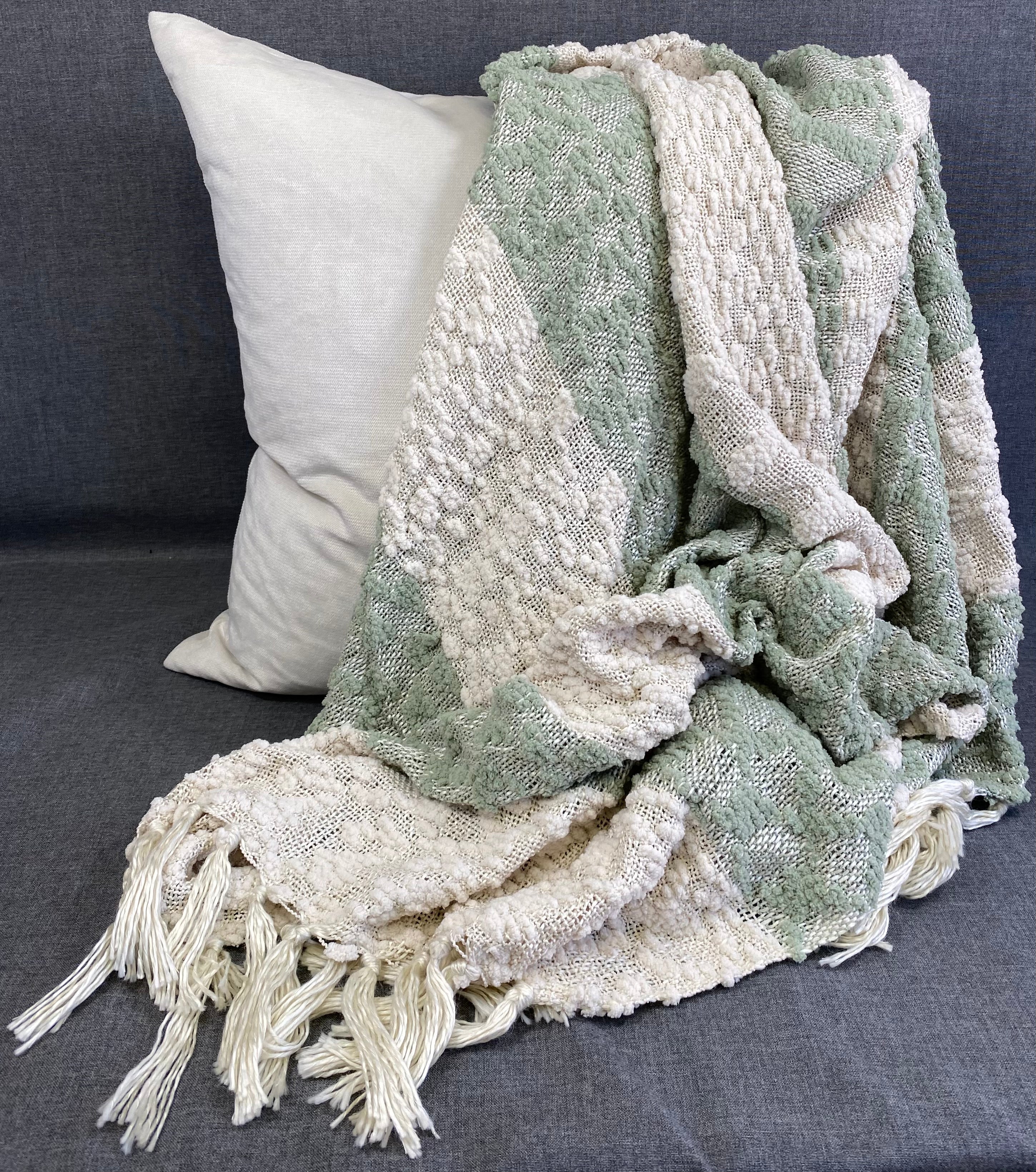 Nubby Design Striped Throw - Sea Green - 50"x 60"
