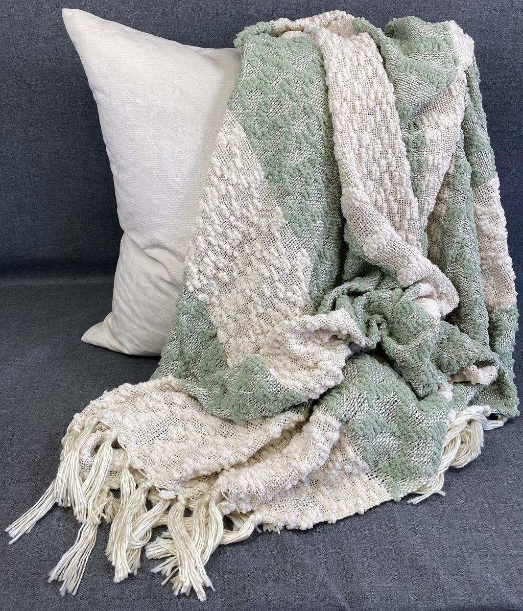 Nubby Design Striped Throw - Sea Green - 50"x 60"