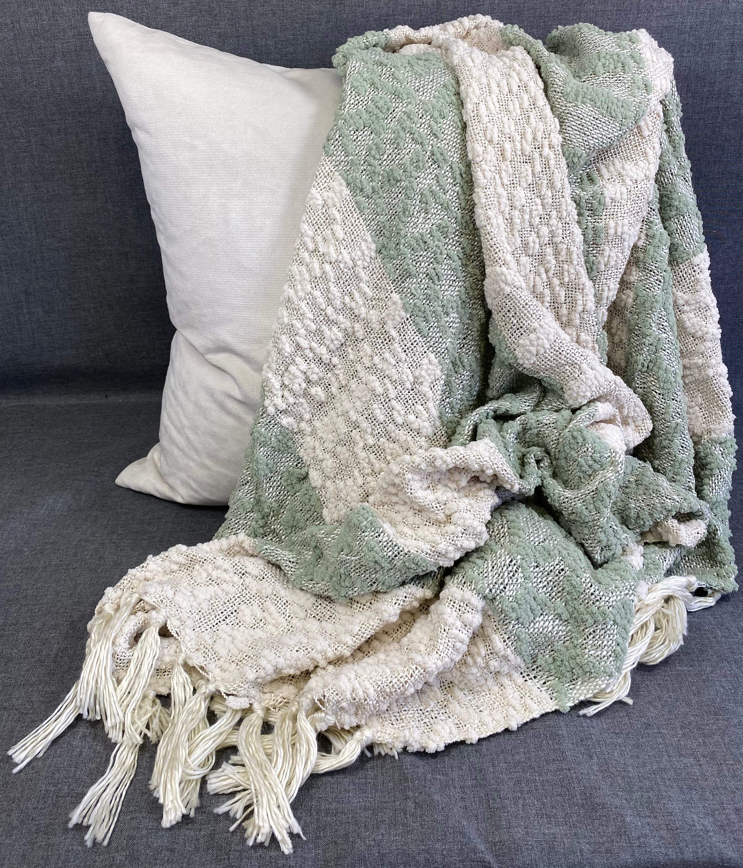 Nubby Design Striped Throw - Sea Green - 50"x 60"