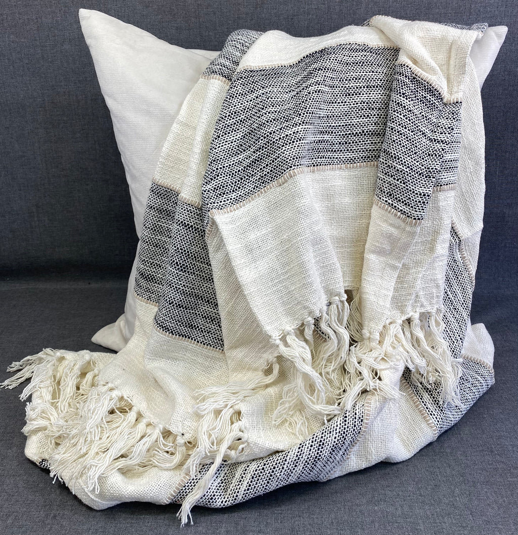 Striped Throw Black 50"X60"