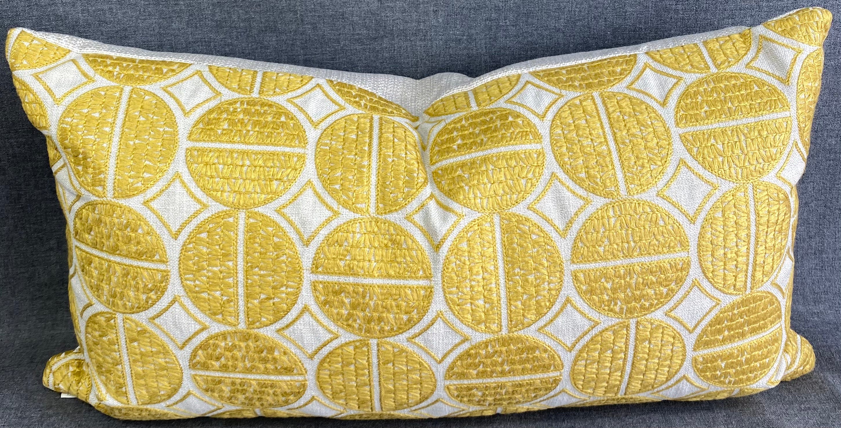Luxury Lumbar Pillow - 24" x 14"- Medallions Mustard