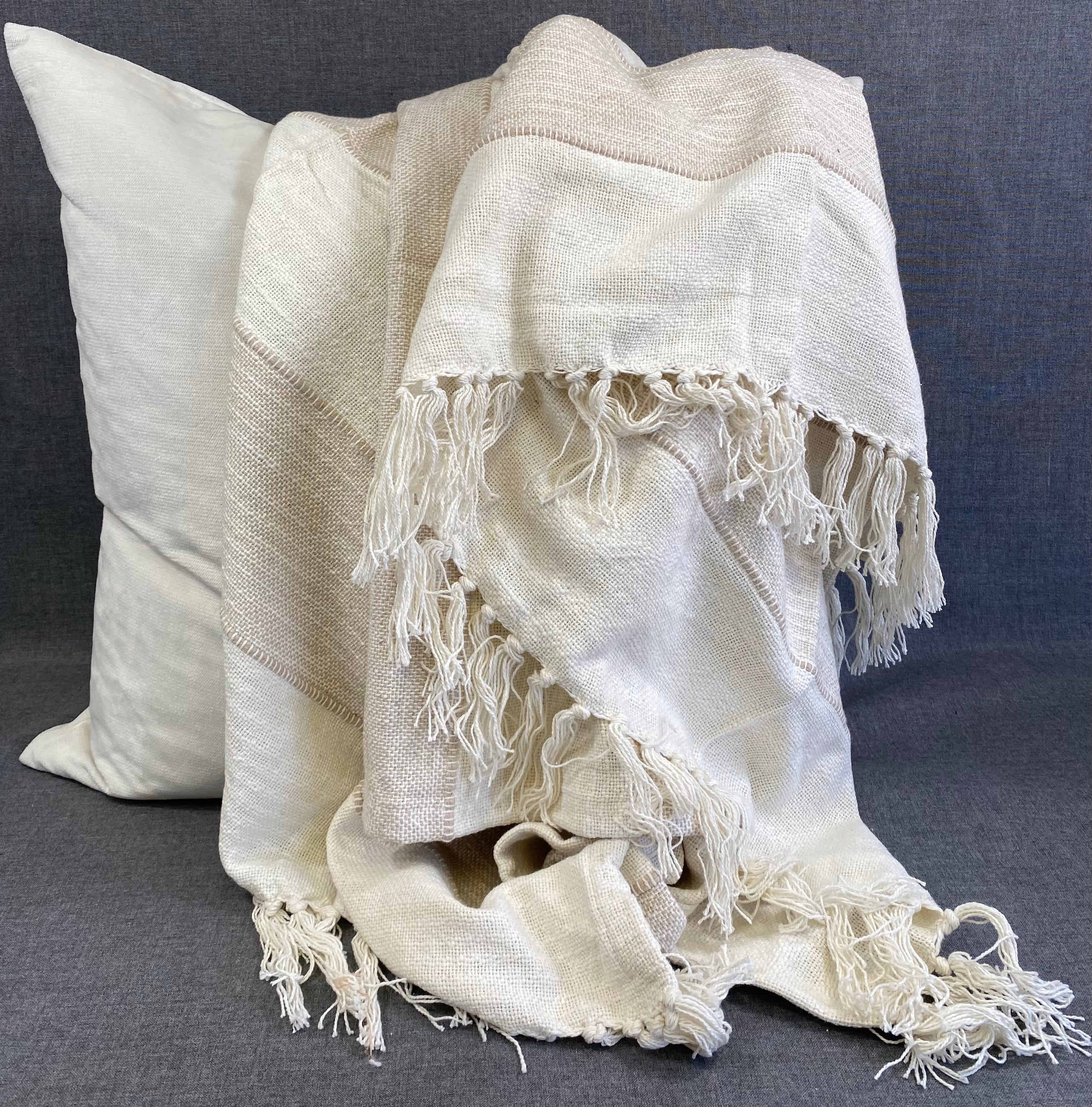 Woven Cream/Tan Throw 50"X60"