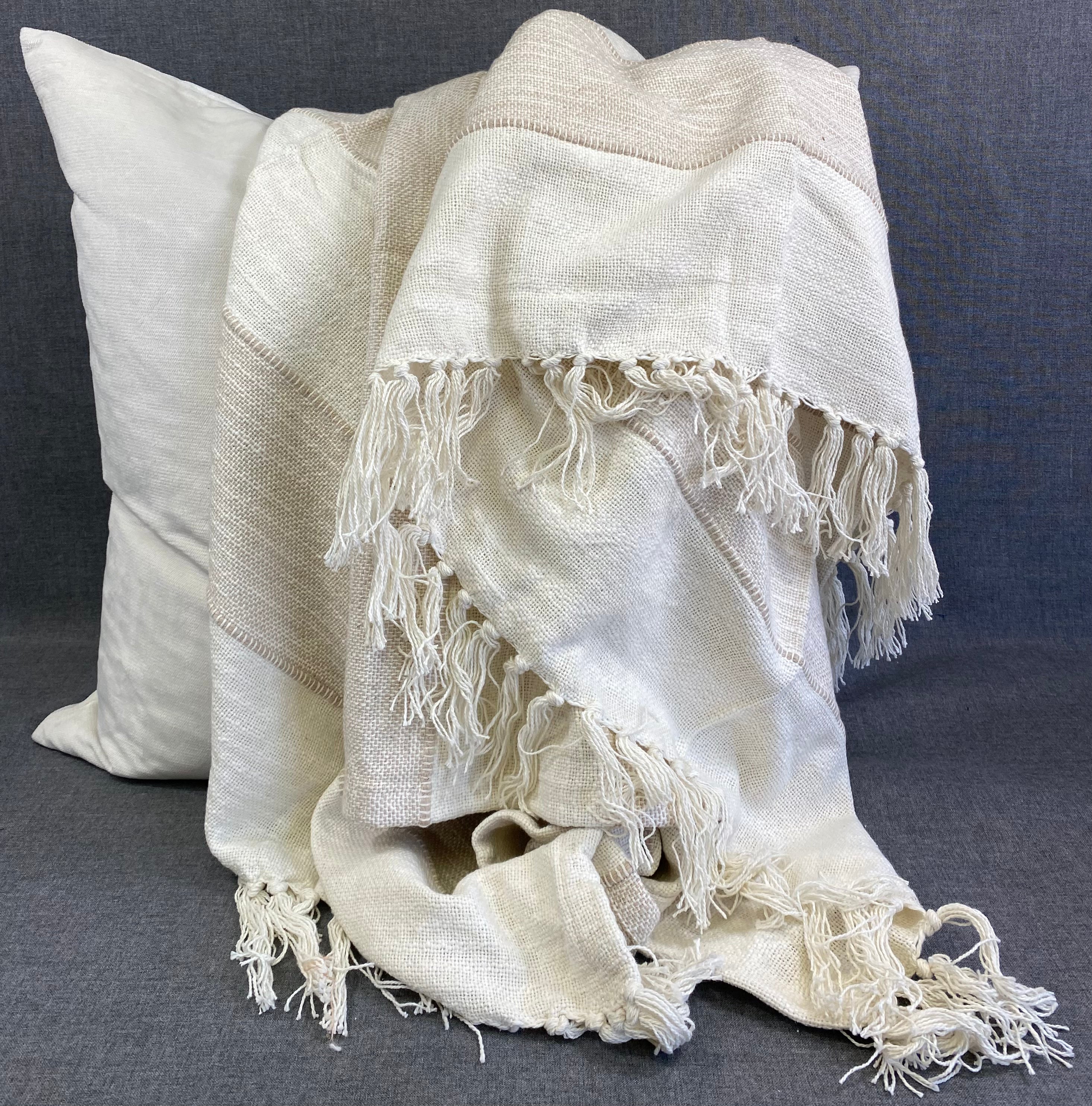 Woven Cream/Tan Throw 50"X60"