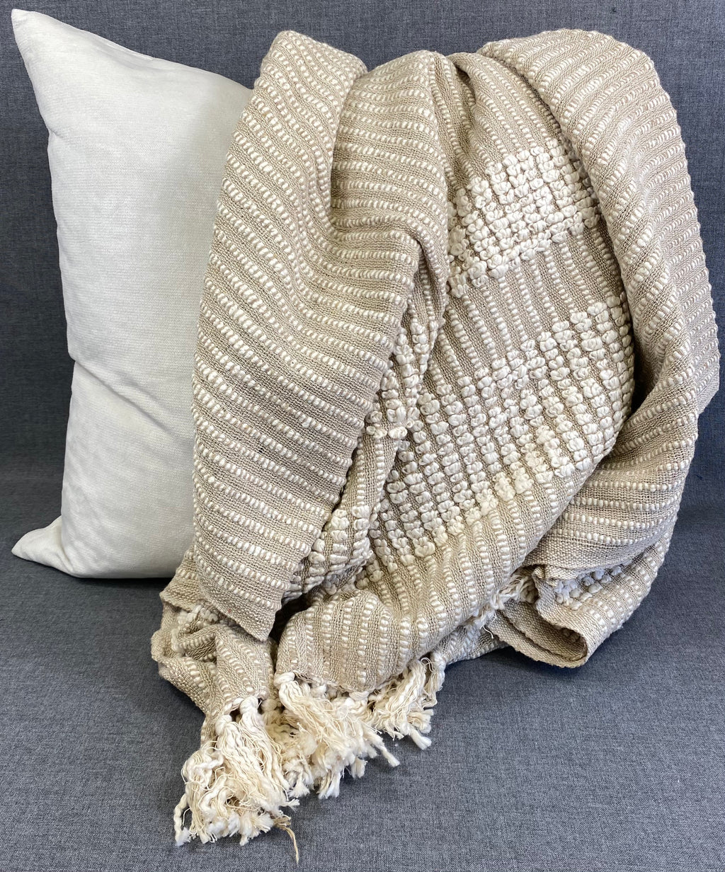 Woven Stripe Throw-Natural-50"X60"